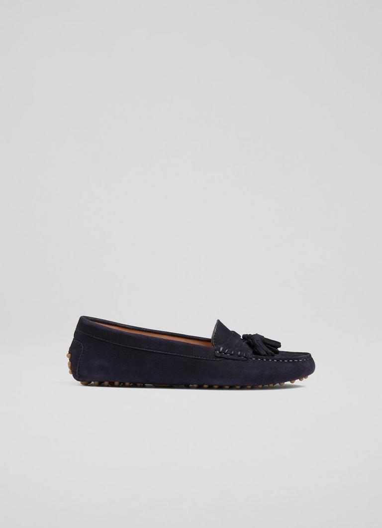 Leslie Navy Blue Mocasin Leather Tassel Loafer