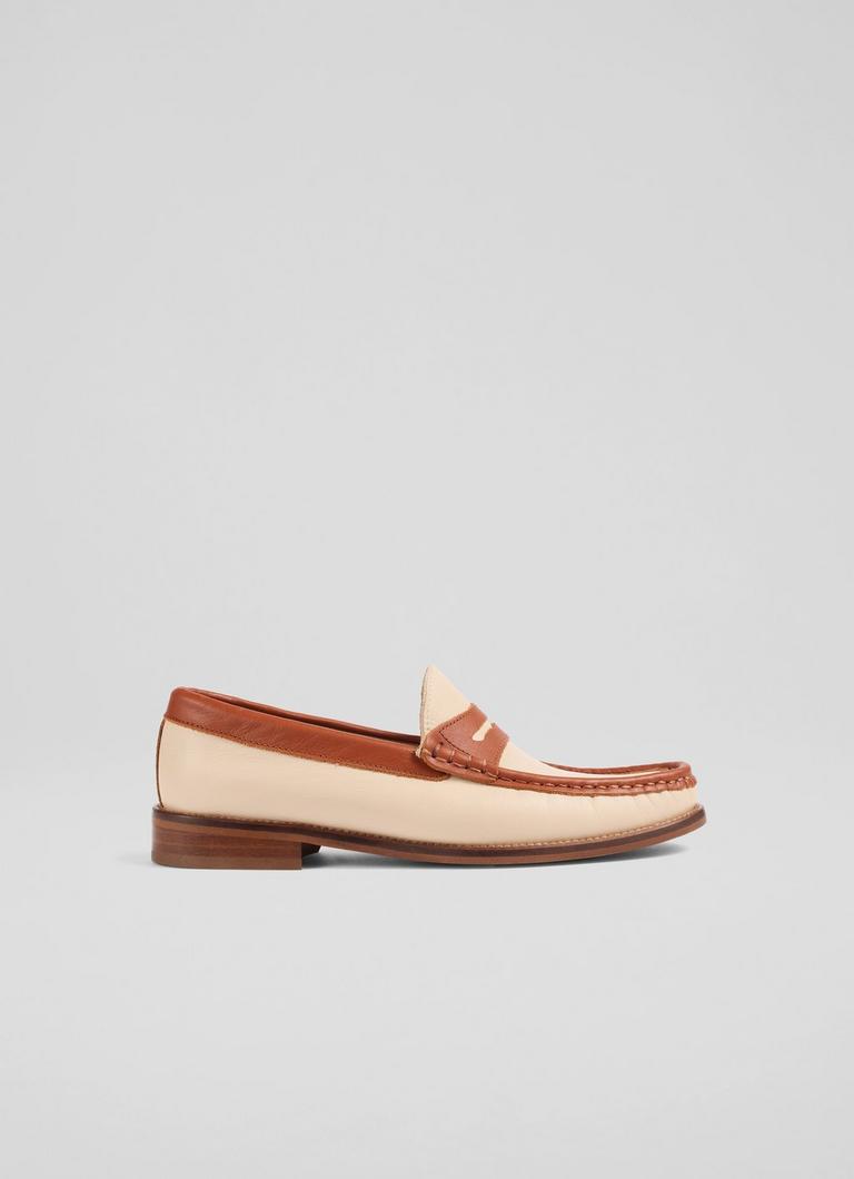 Solaris Tan & Natural Leather Penny Slot Tuxe Loafer