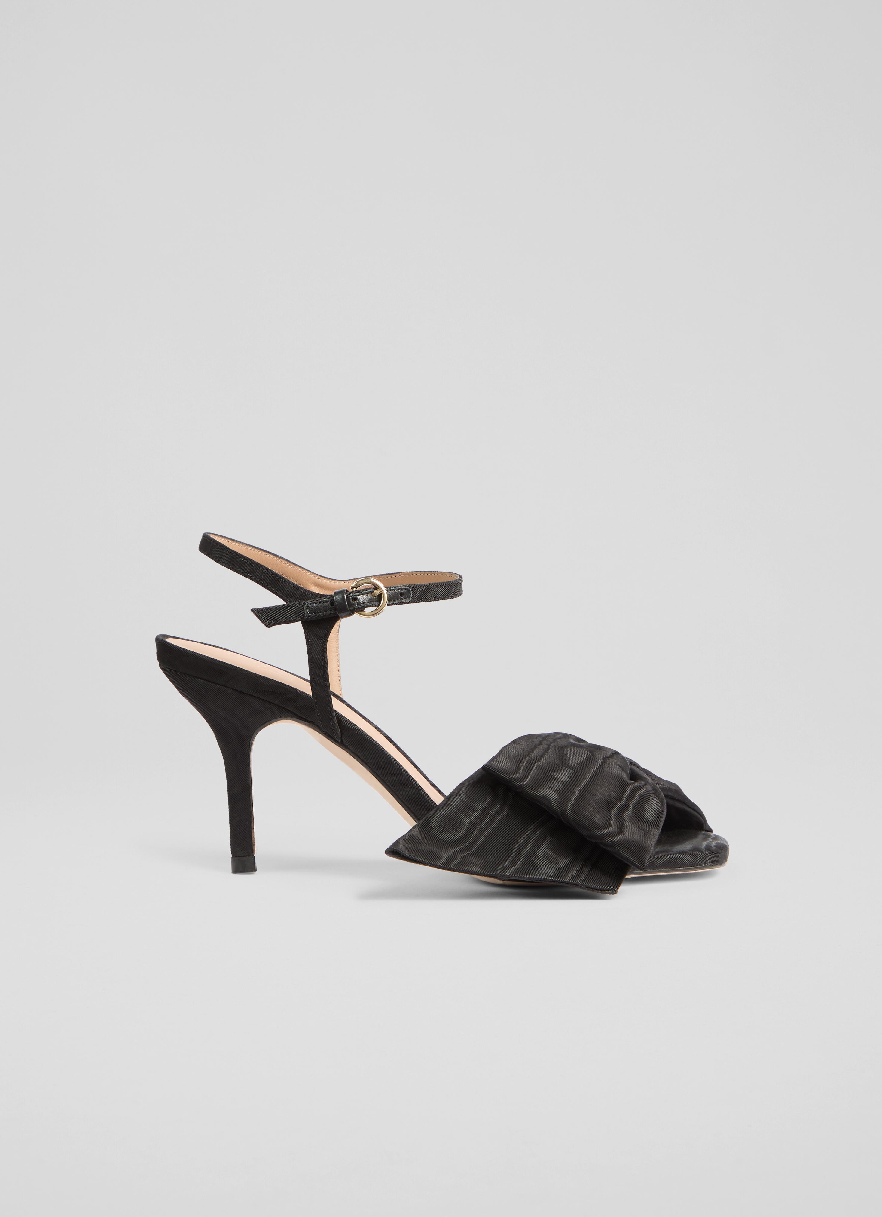 Roline Black Bow Heel Sandals