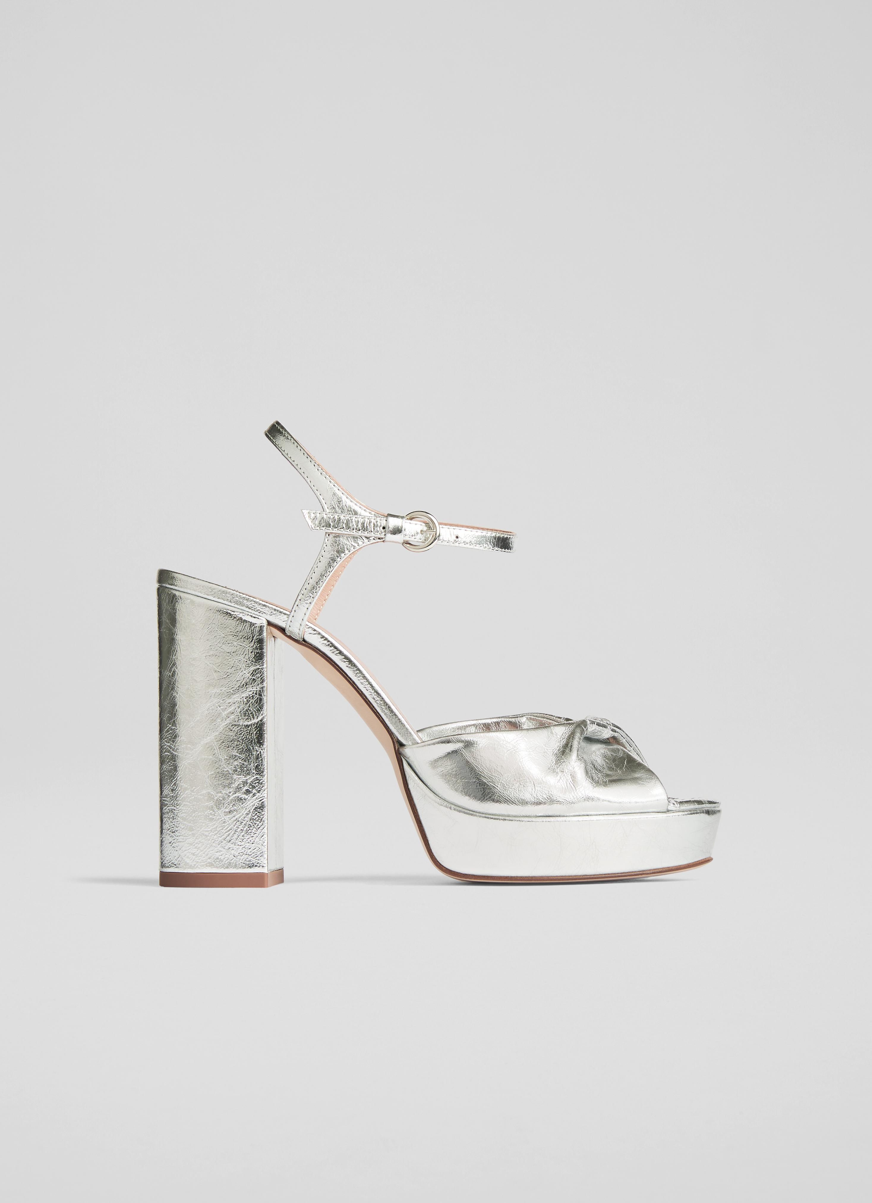 Rosa Silver Patent Platform Sandals