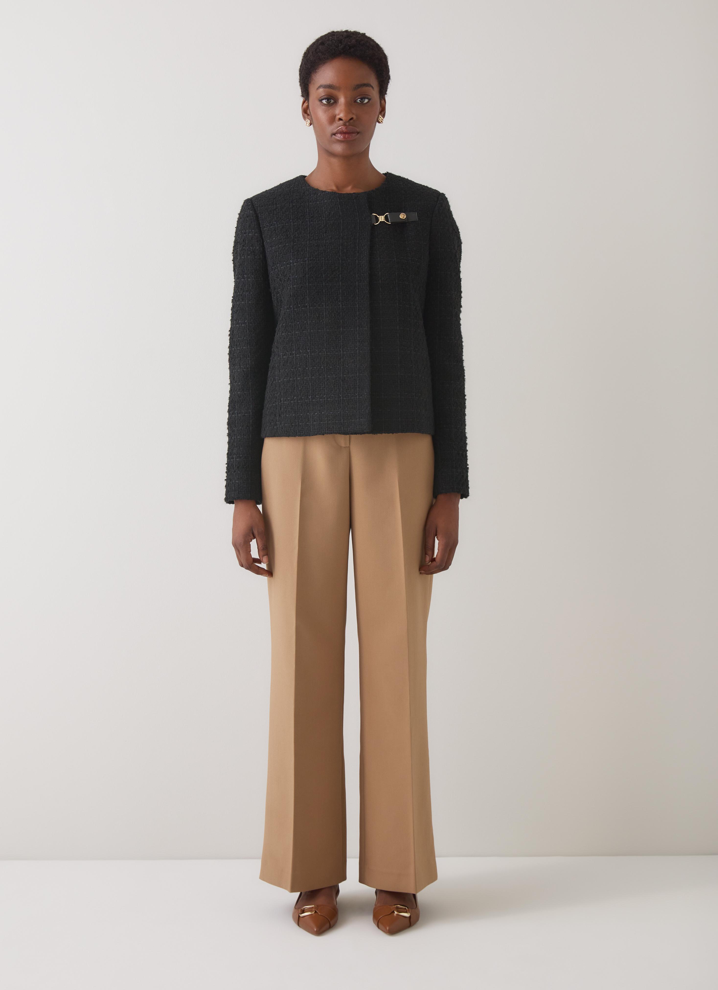 Arden Black Tweed Buckle Detail Jacket | Coats & Jackets