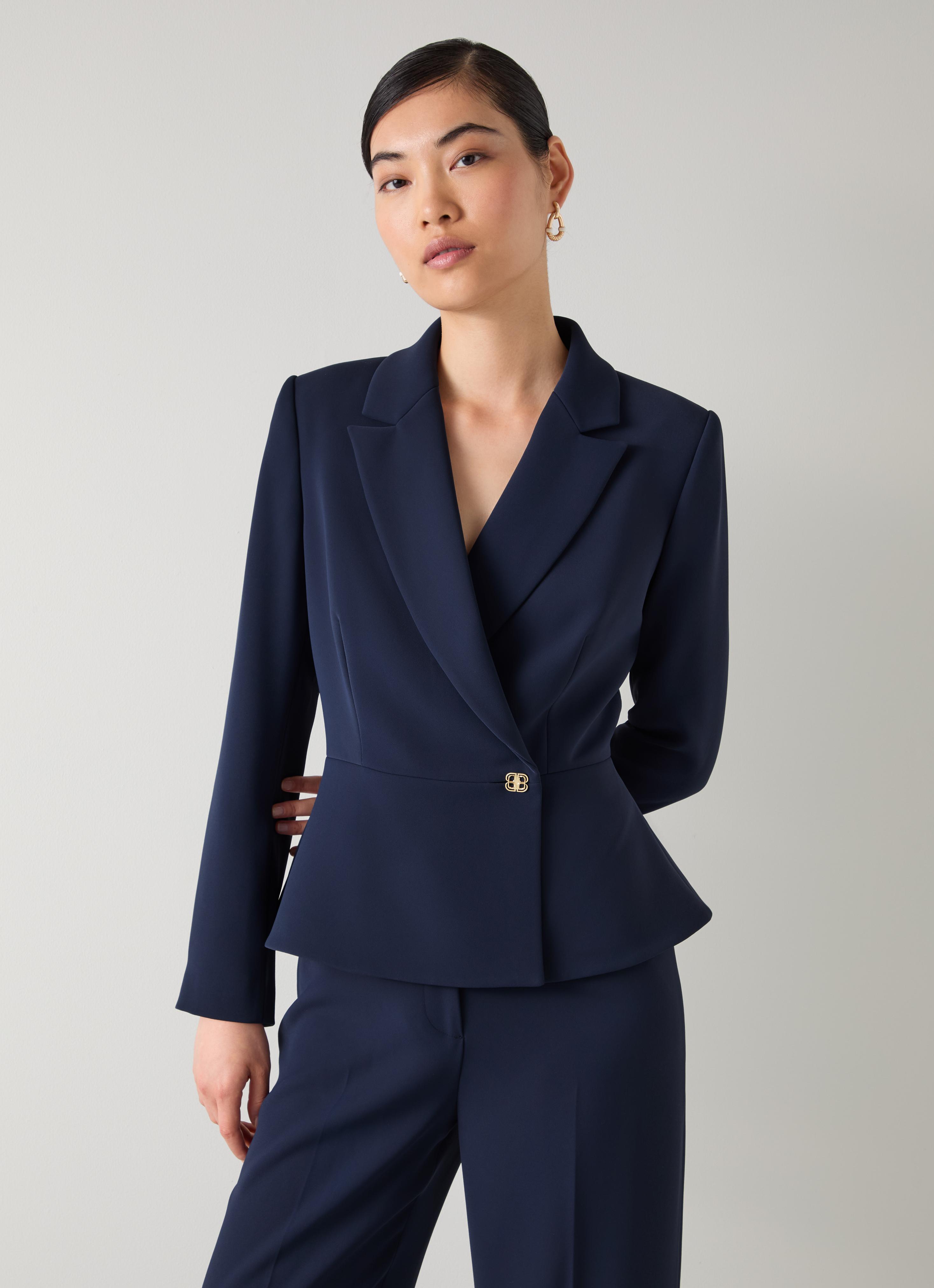 Audrey Spring Navy Peplum Jacket | Coats & Jackets | Clothing