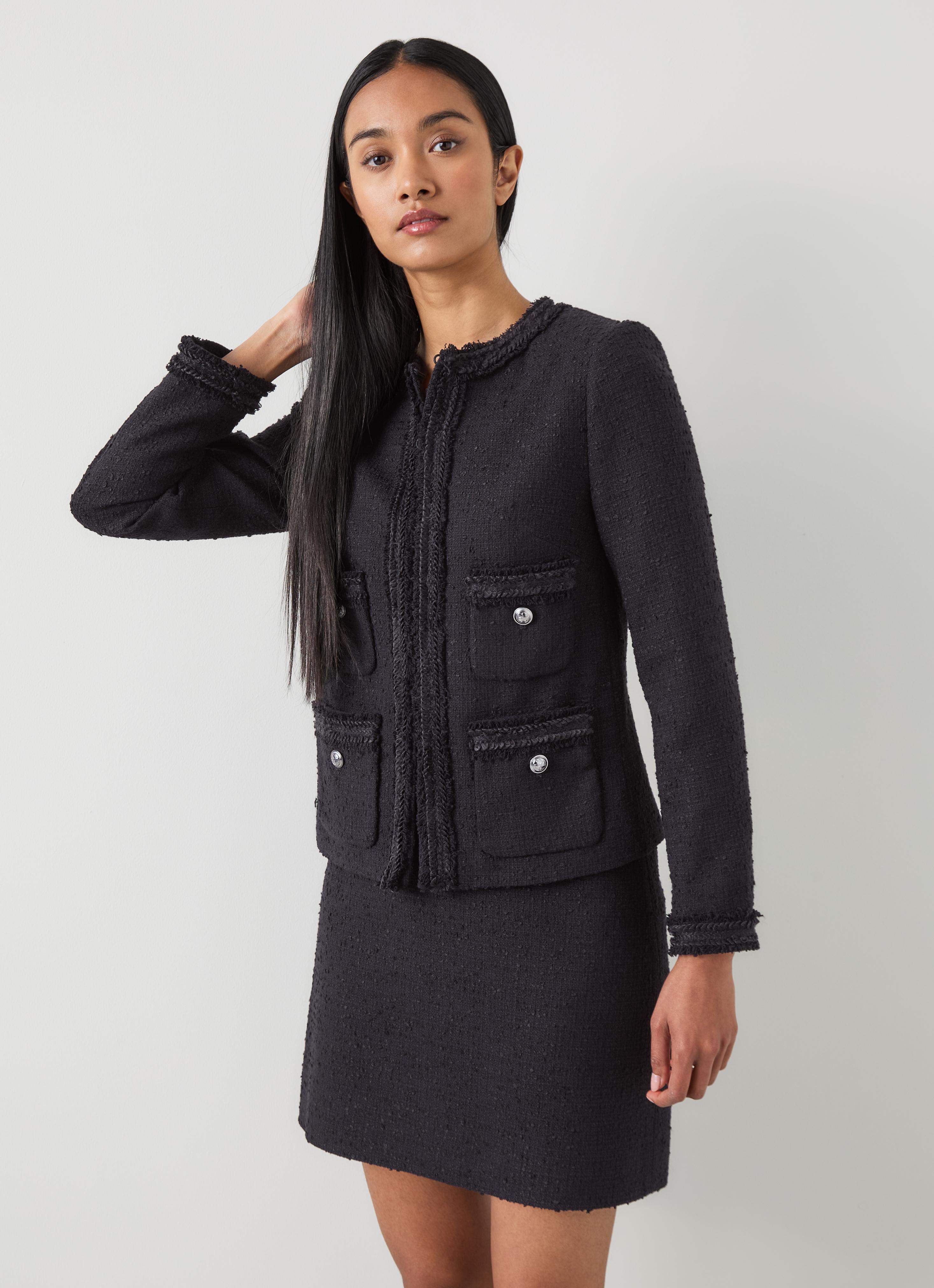 Charlie Black Tweed Recycled Cotton Trim Jacket