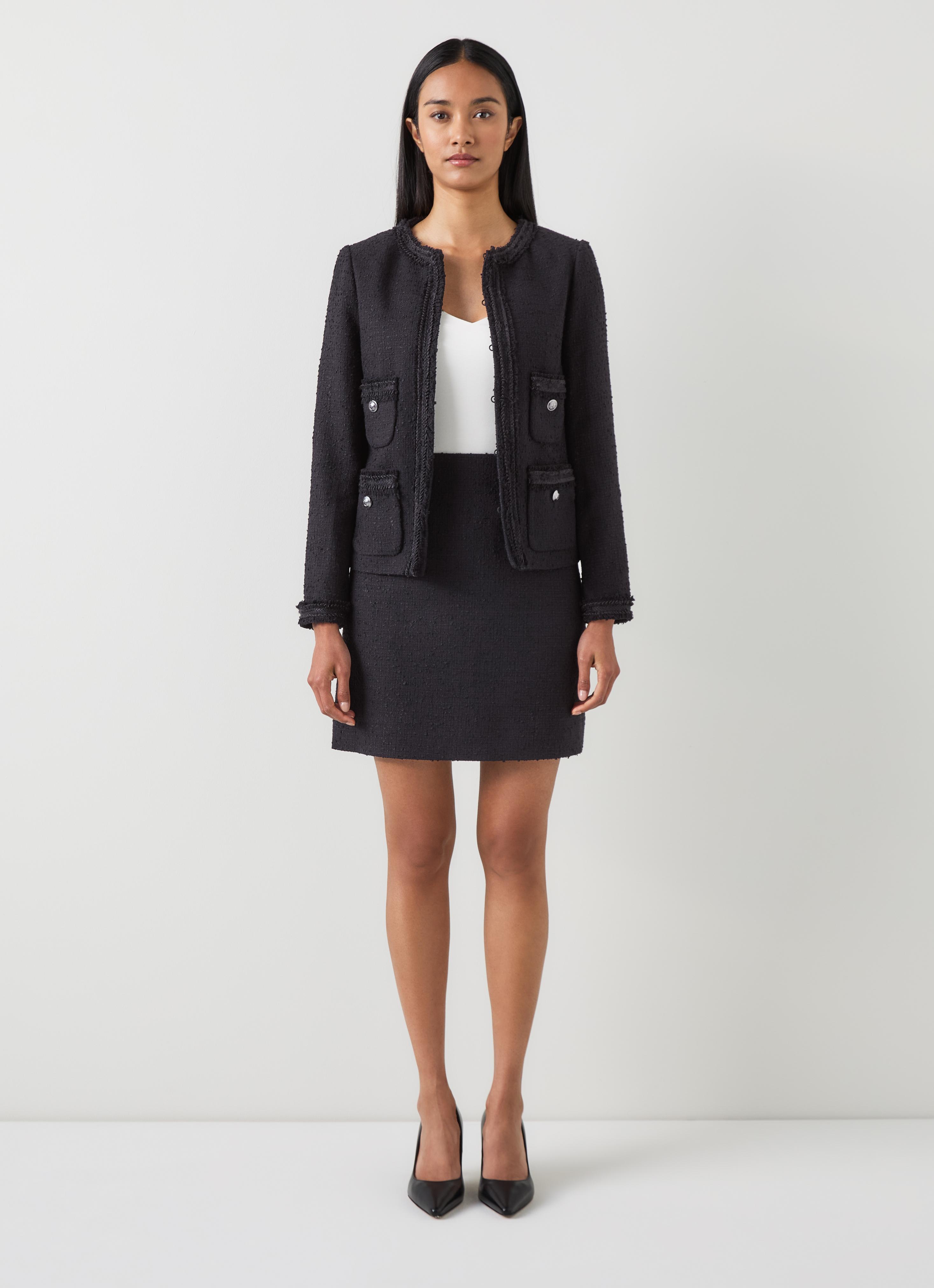 Charlie Black Tweed Recycled Cotton Trim Jacket