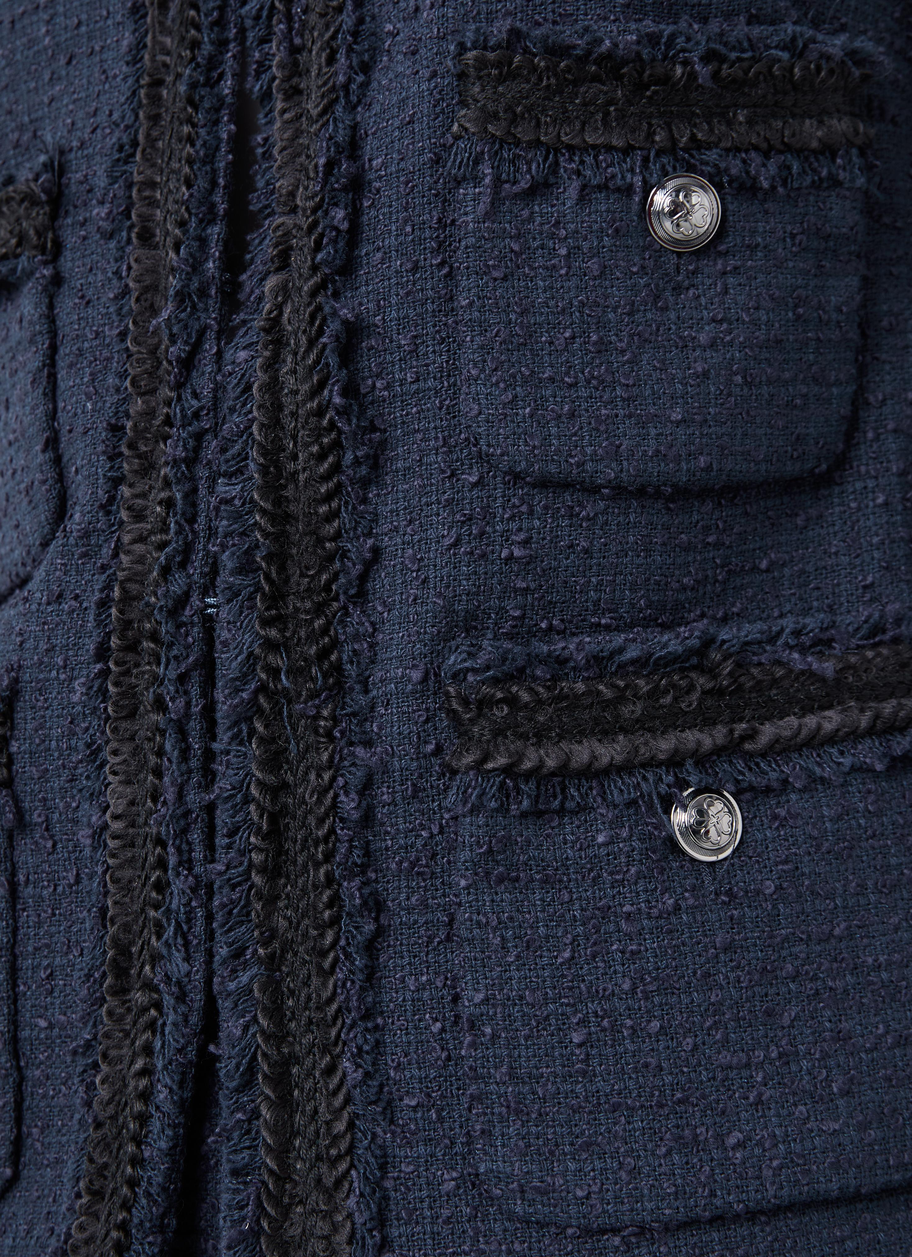 Charlie Navy Recycled Cotton Tweed And Trim Jacket | Coats