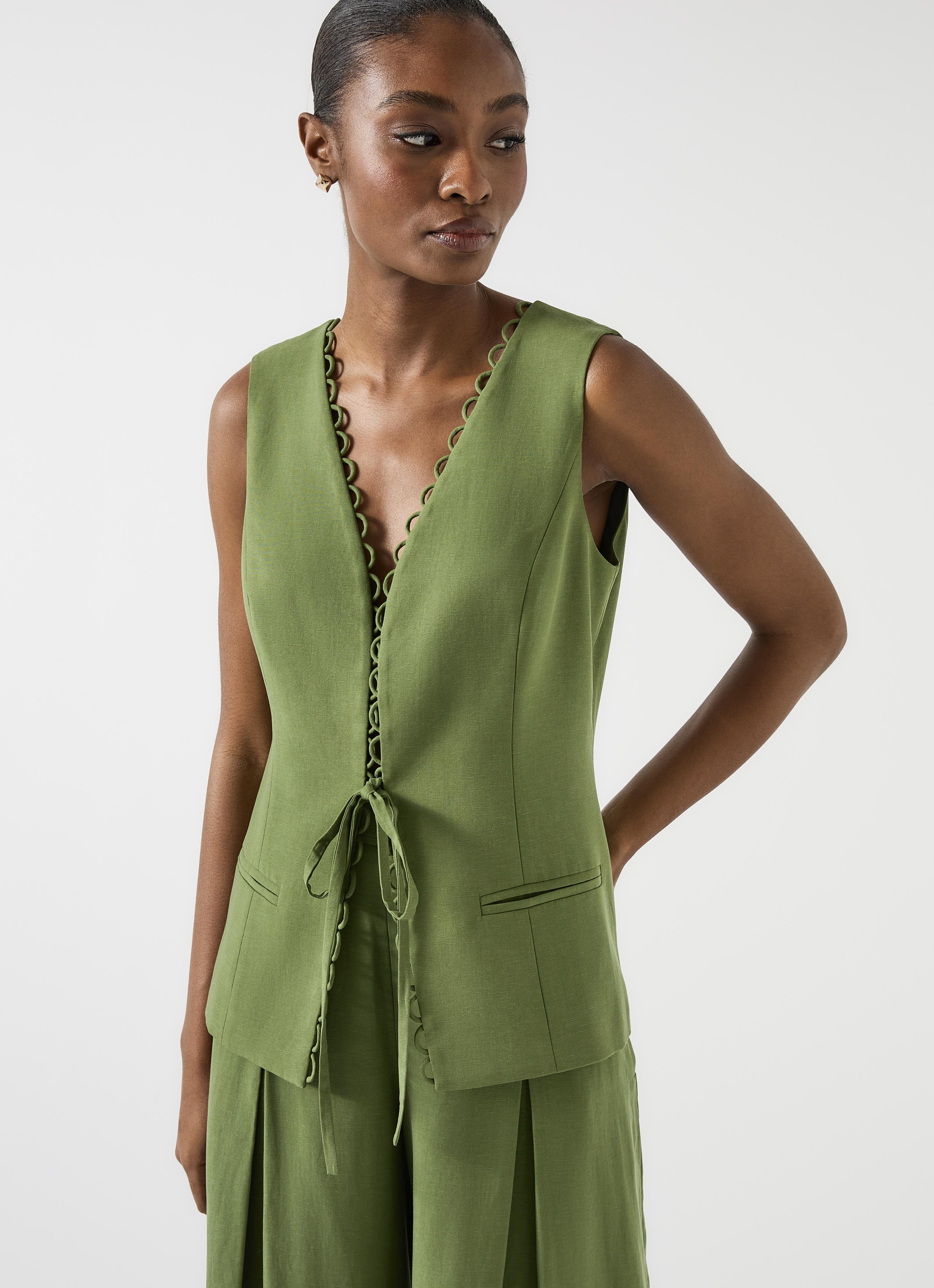 Frances Green Scallop Detail Waistcoat with TENCEL™ Lyocell