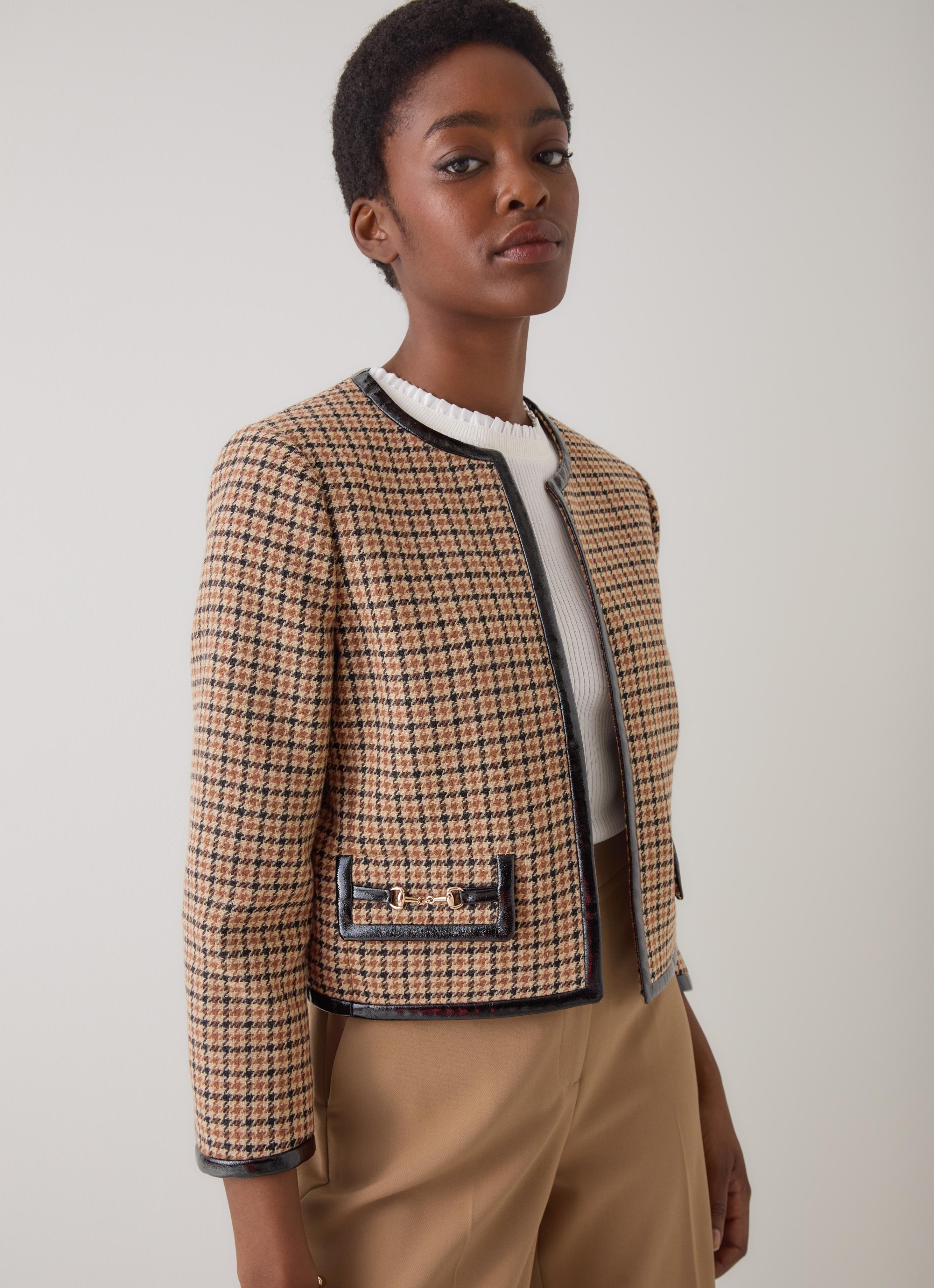 Zisou Brown Check Print Mini Check Jacket | Coats & Jackets
