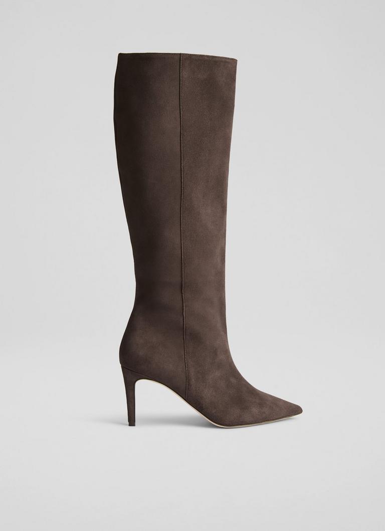 Astrid Brown Suede Knee Boots Shoes Collections - Main Image