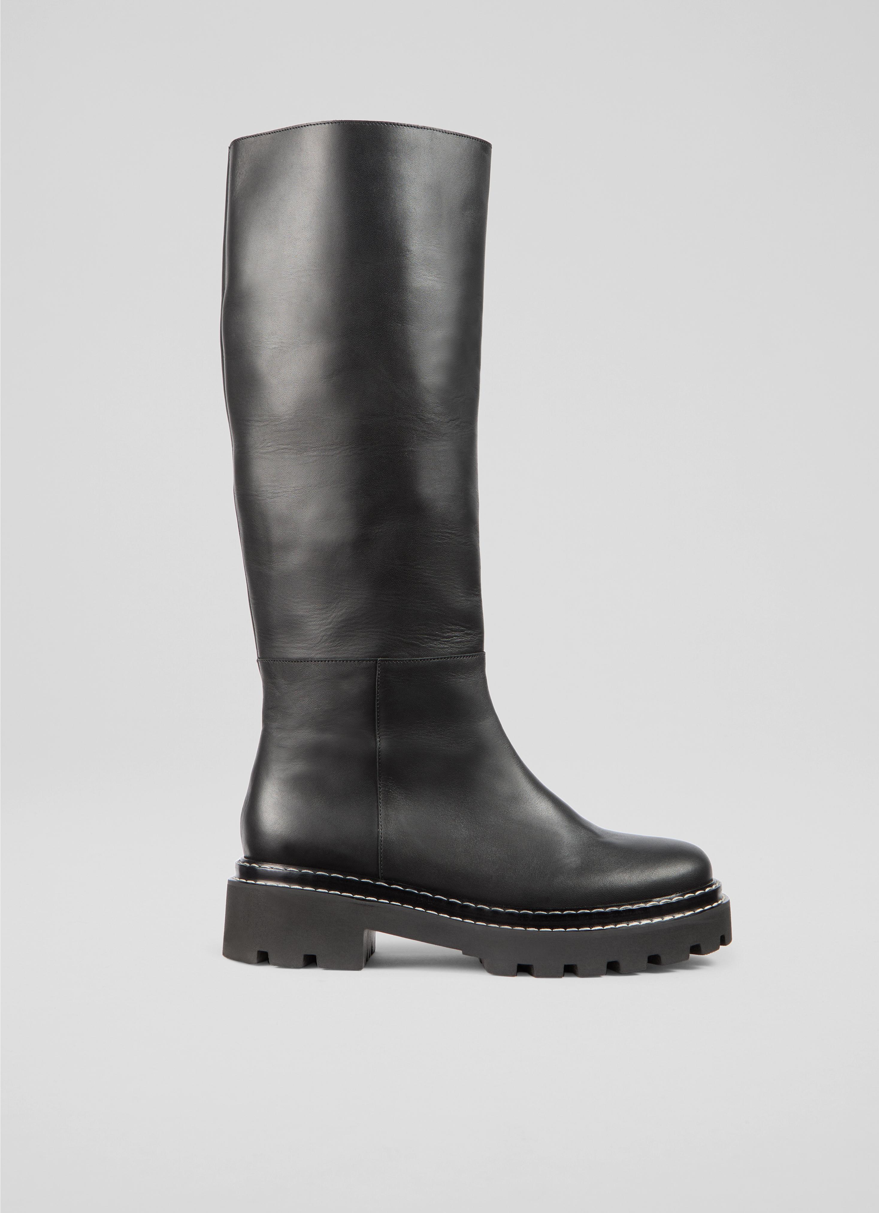 Julia Black Nappa Leather Knee Boots