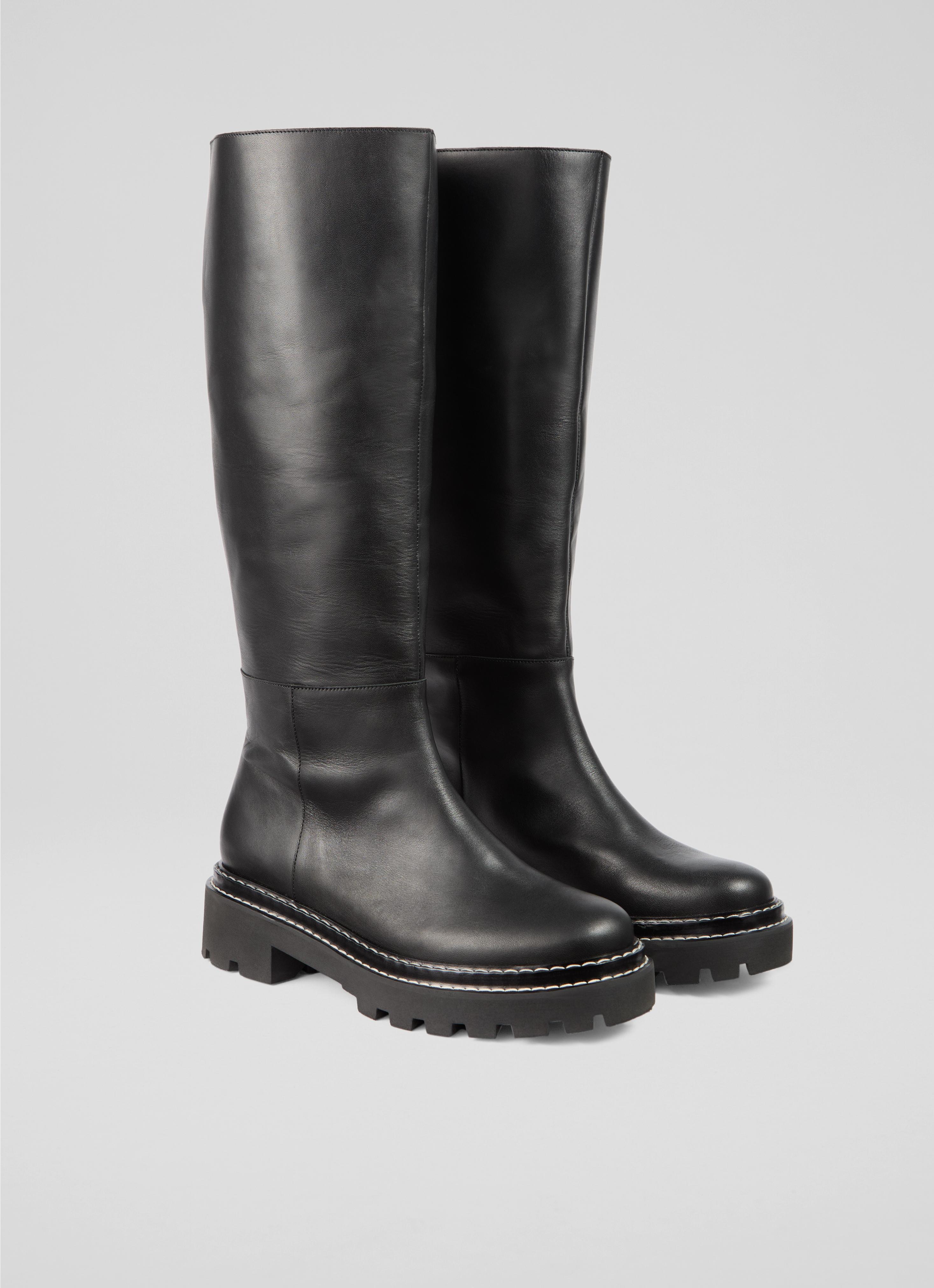 Julia Black Nappa Leather Knee Boots