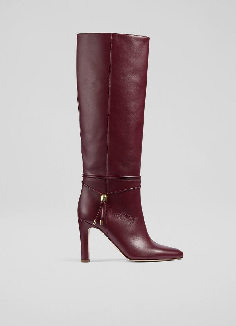 Loretta Burgundy Leather Knee Boots