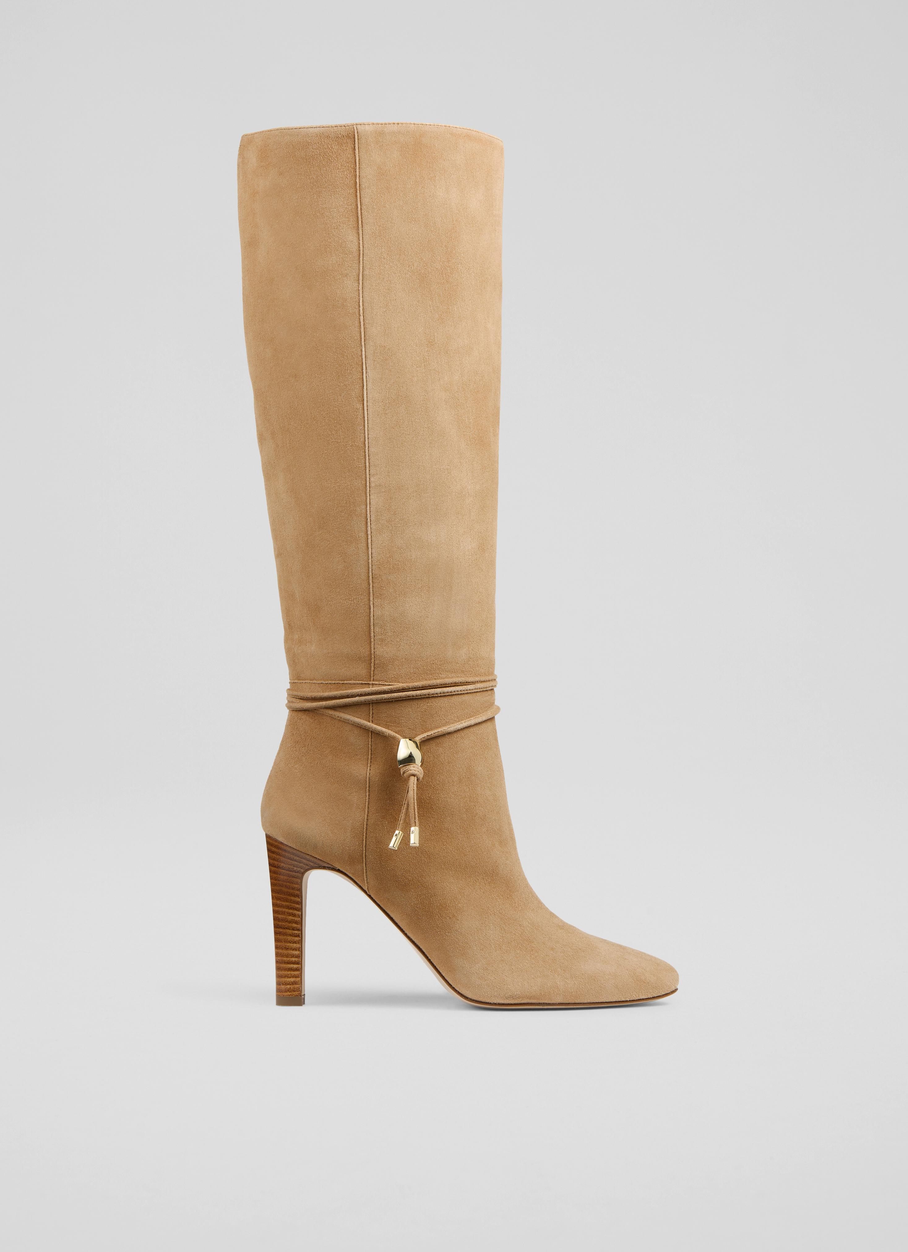 Loretta Camel Suede Knee Boots Shoes Collections