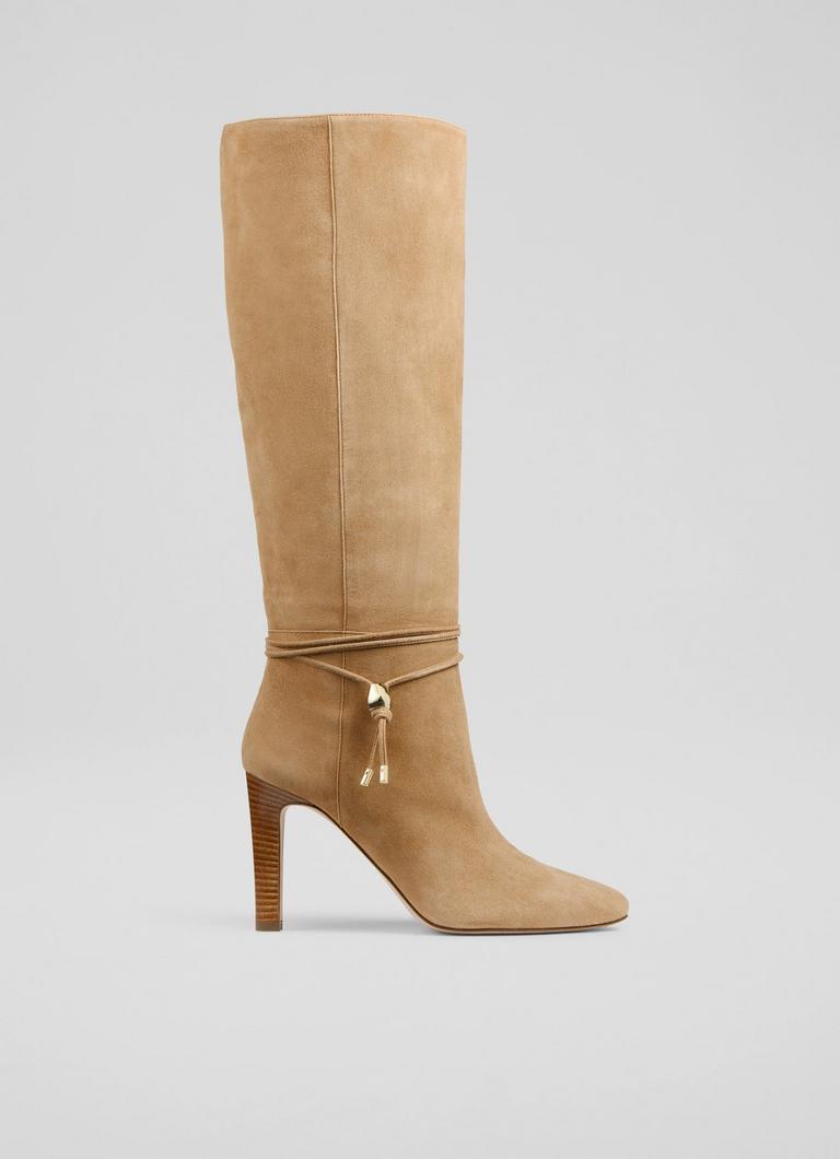 Loretta Camel Suede Knee Boots Shoes Collections