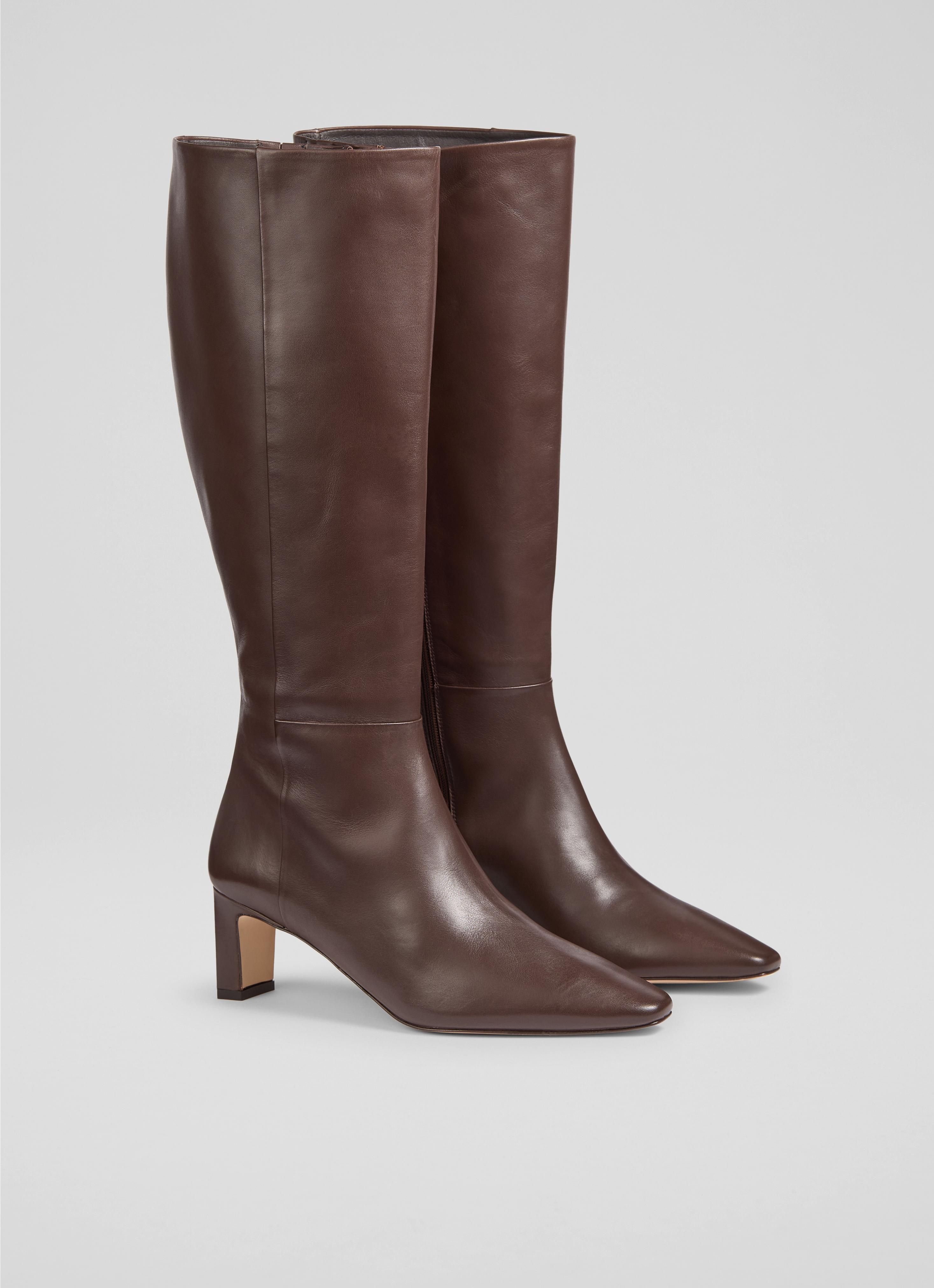 Margarite Brown Chocolate  Leather Knee High Boots