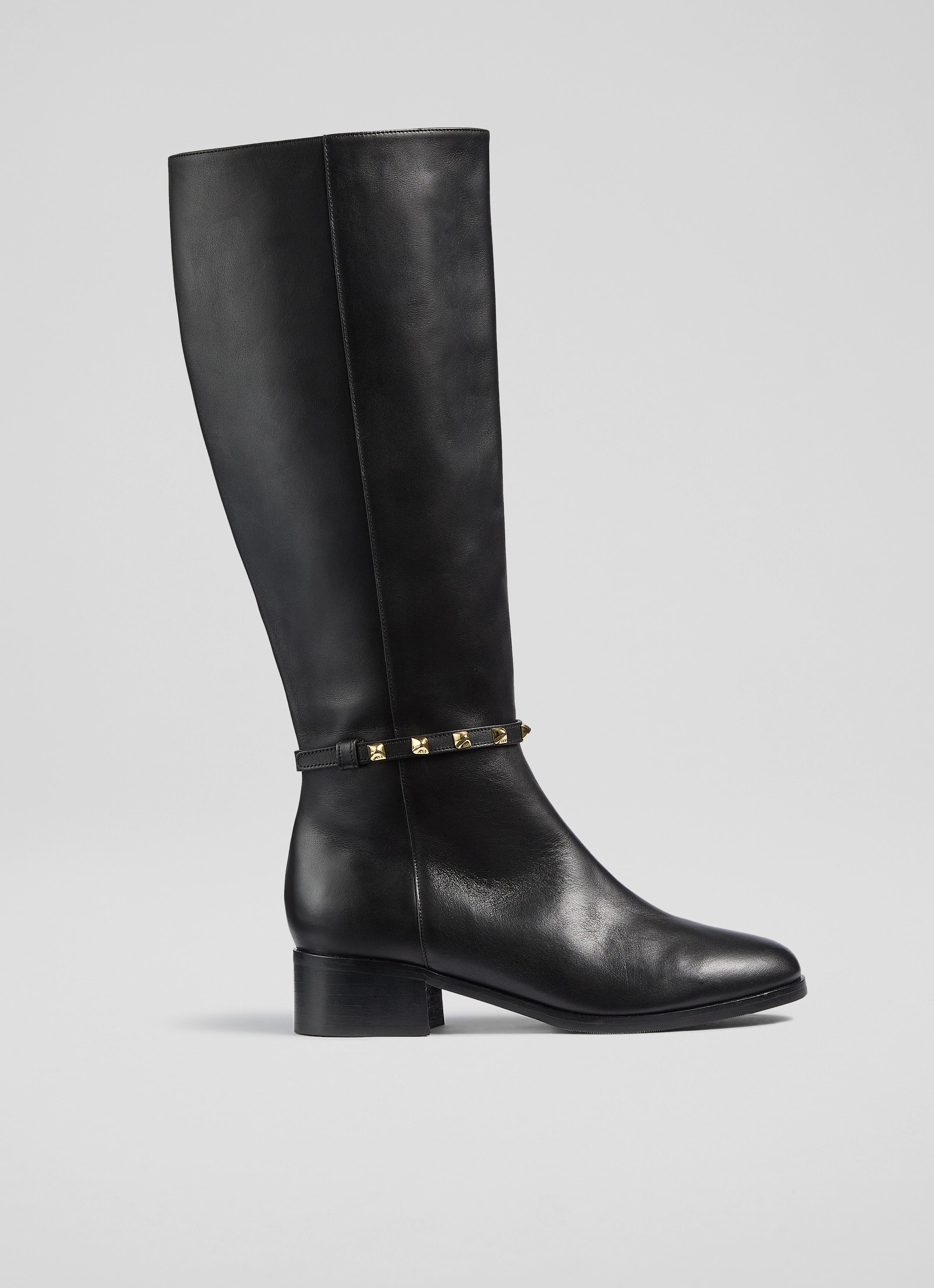 Stevie Black  Leather Knee Boots