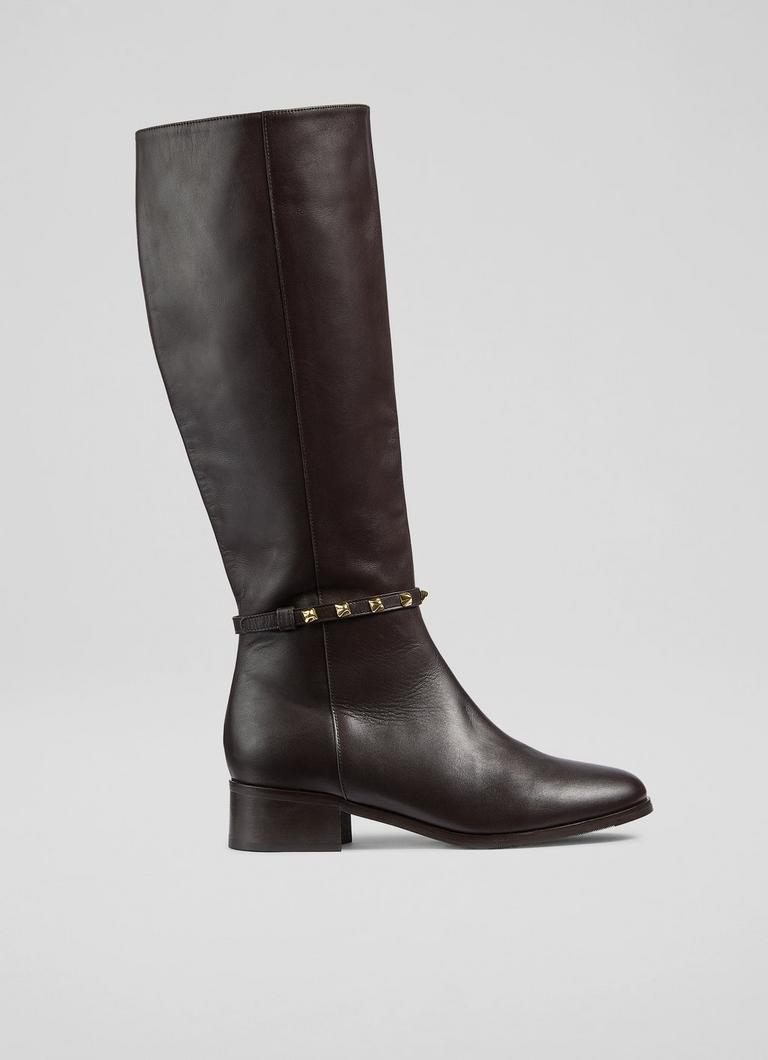 Stevie Brown Leather Knee Boots