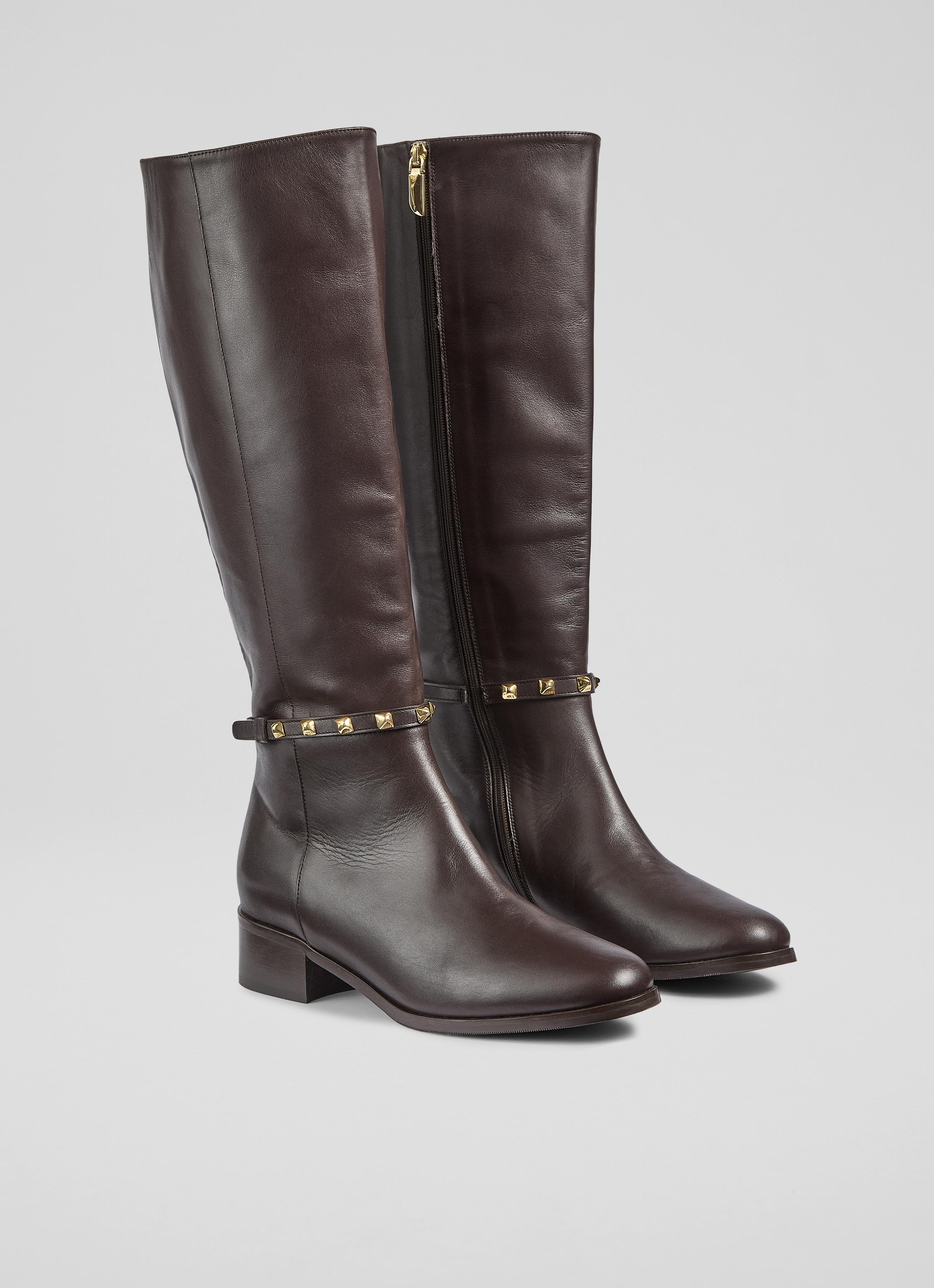 Stevie  Brown Leather Knee Boots