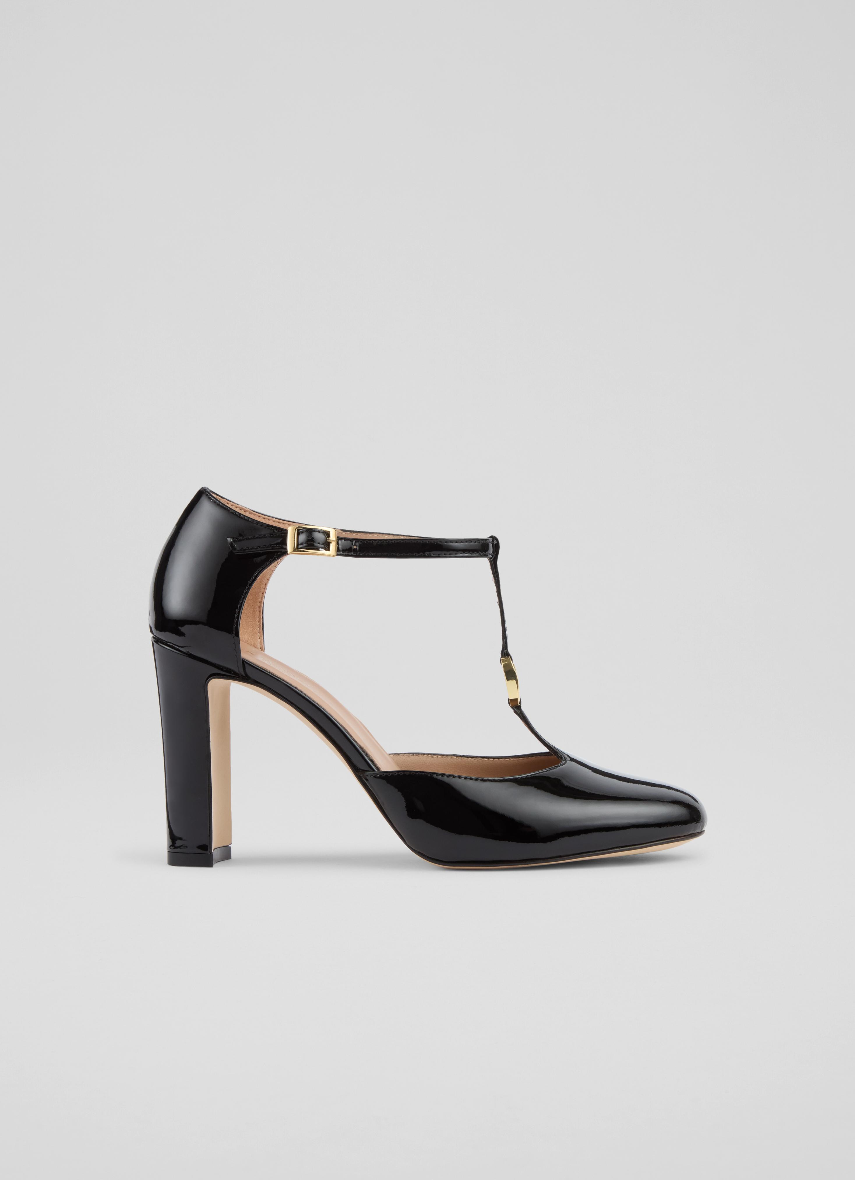 Almina Black Leather Oloid Maryjane Open Courts