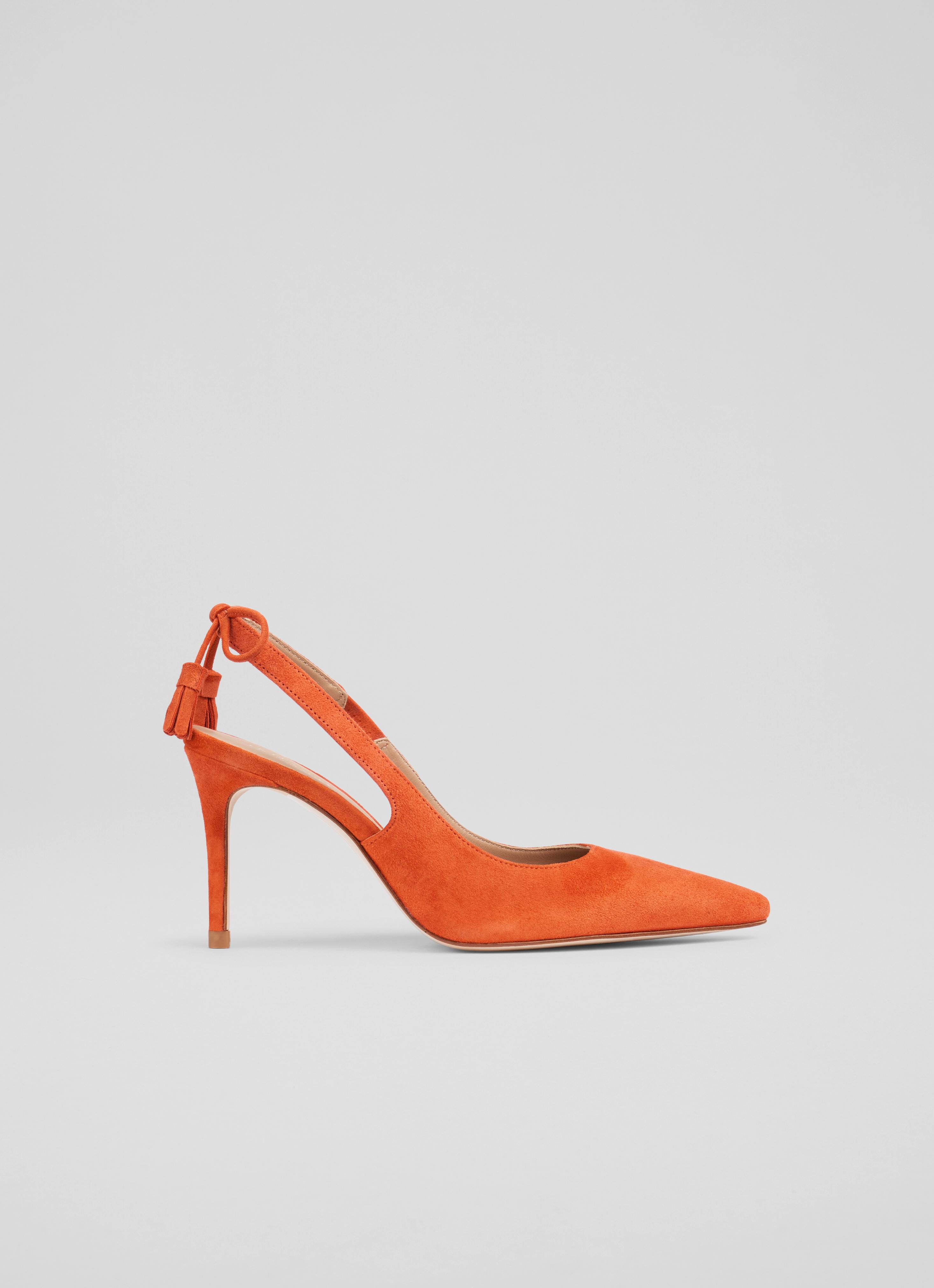 Cary Orange Suede Tassel Slingback Courts Shoes Sale