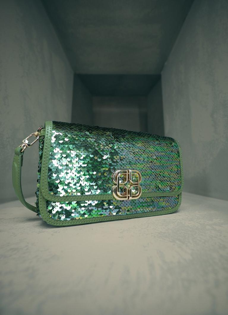 Zoe Green Sequin Shoulder Bag Partywear Occasionwear