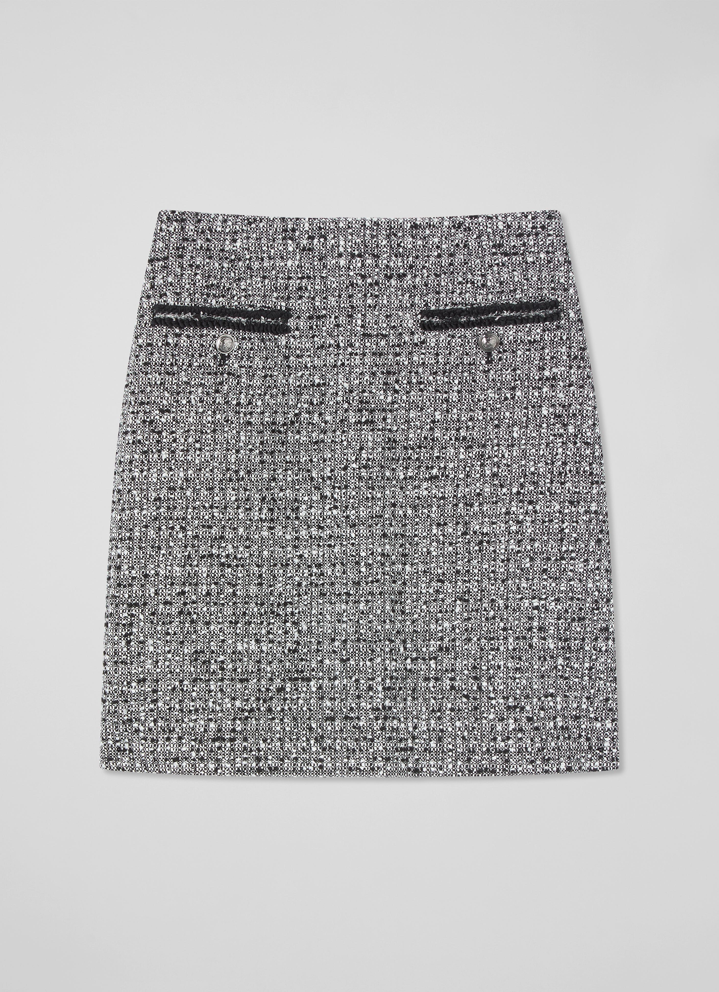 Charlie Black & Ivory Tweed & Trim Skirt | Skirts | Clothing