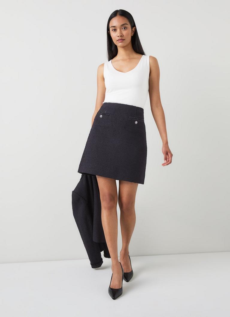 Charlie Black Tweed Recycled Cotton Trim Skirt