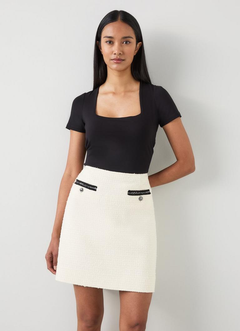 Charlie White Tweed Recycled Cotton Trim Skirt