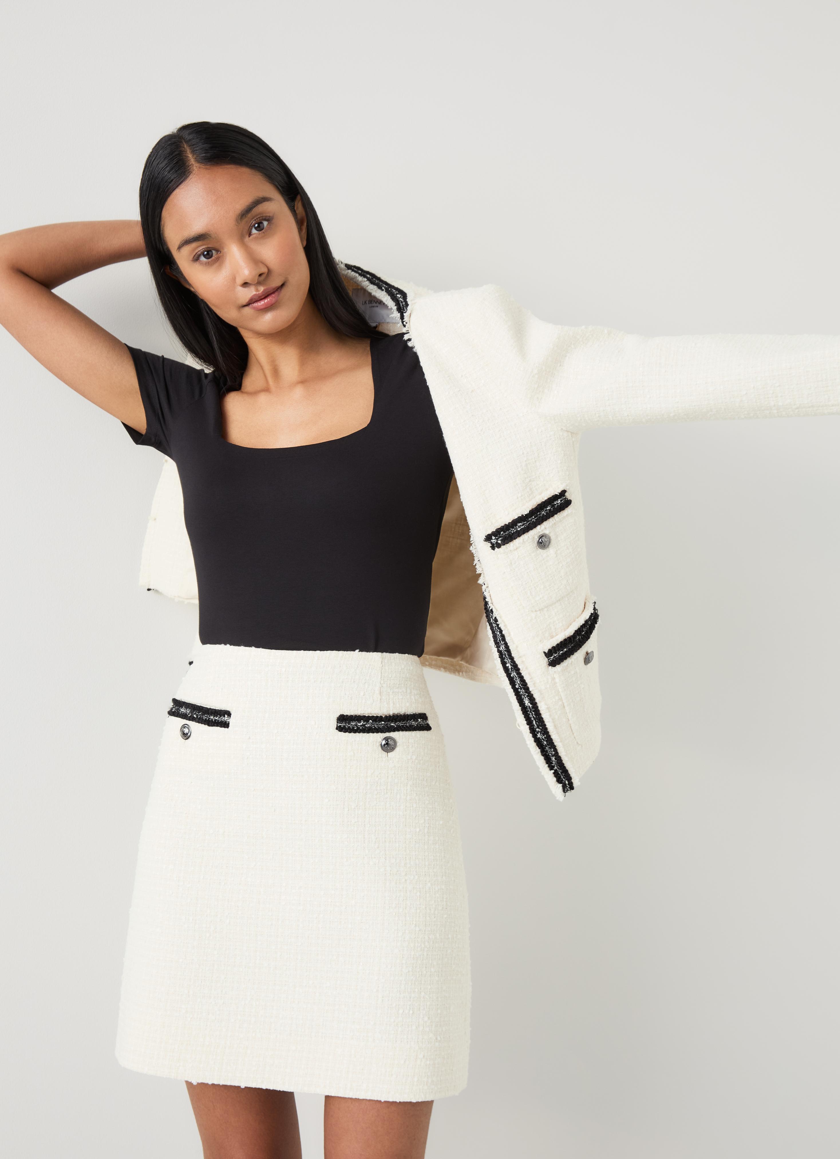 Charlie White Tweed Recycled Cotton Trim Skirt | Clothing