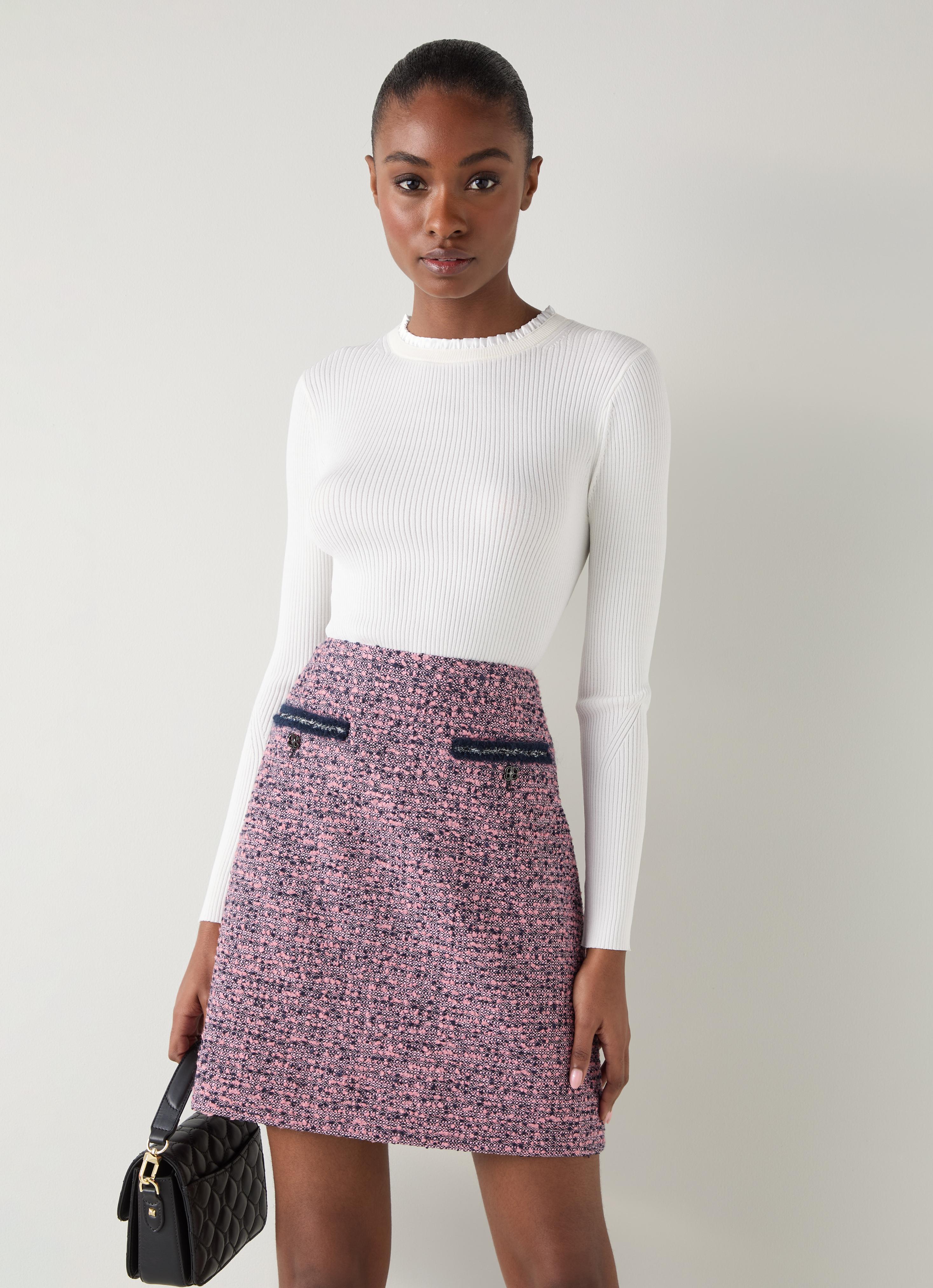 Charlie Pink Recycled Tweed Skirt | Workwear | Collections | L.K.