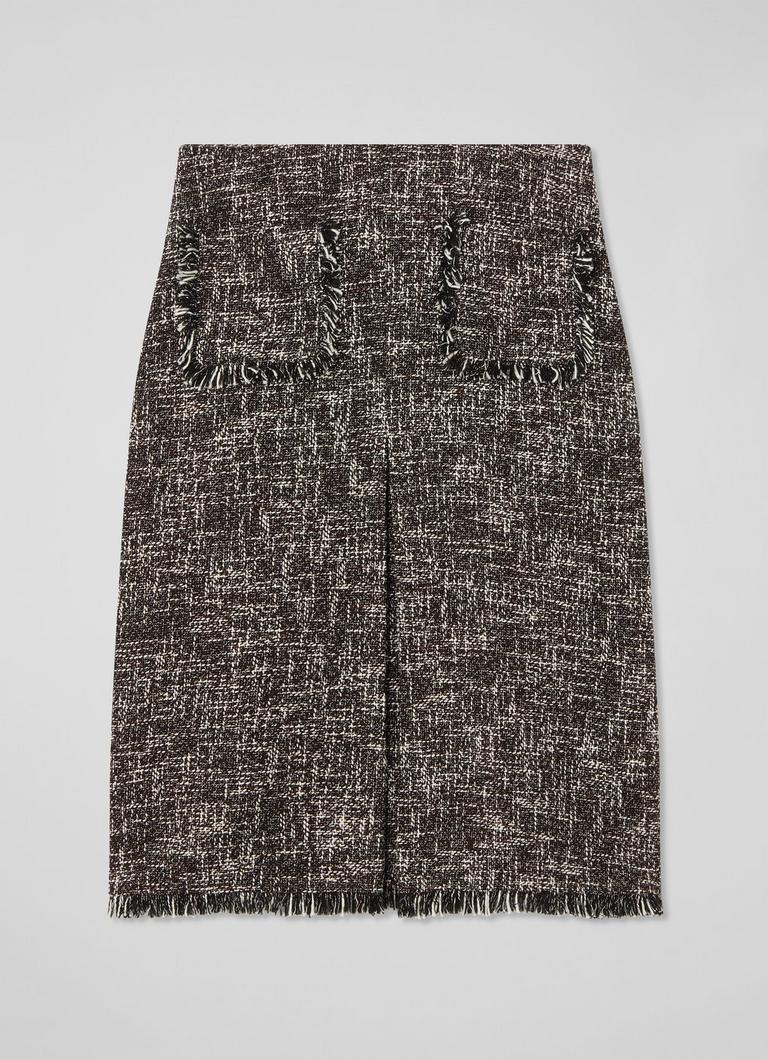 Gwen Petite Black And Red Tweed Midi Skirt