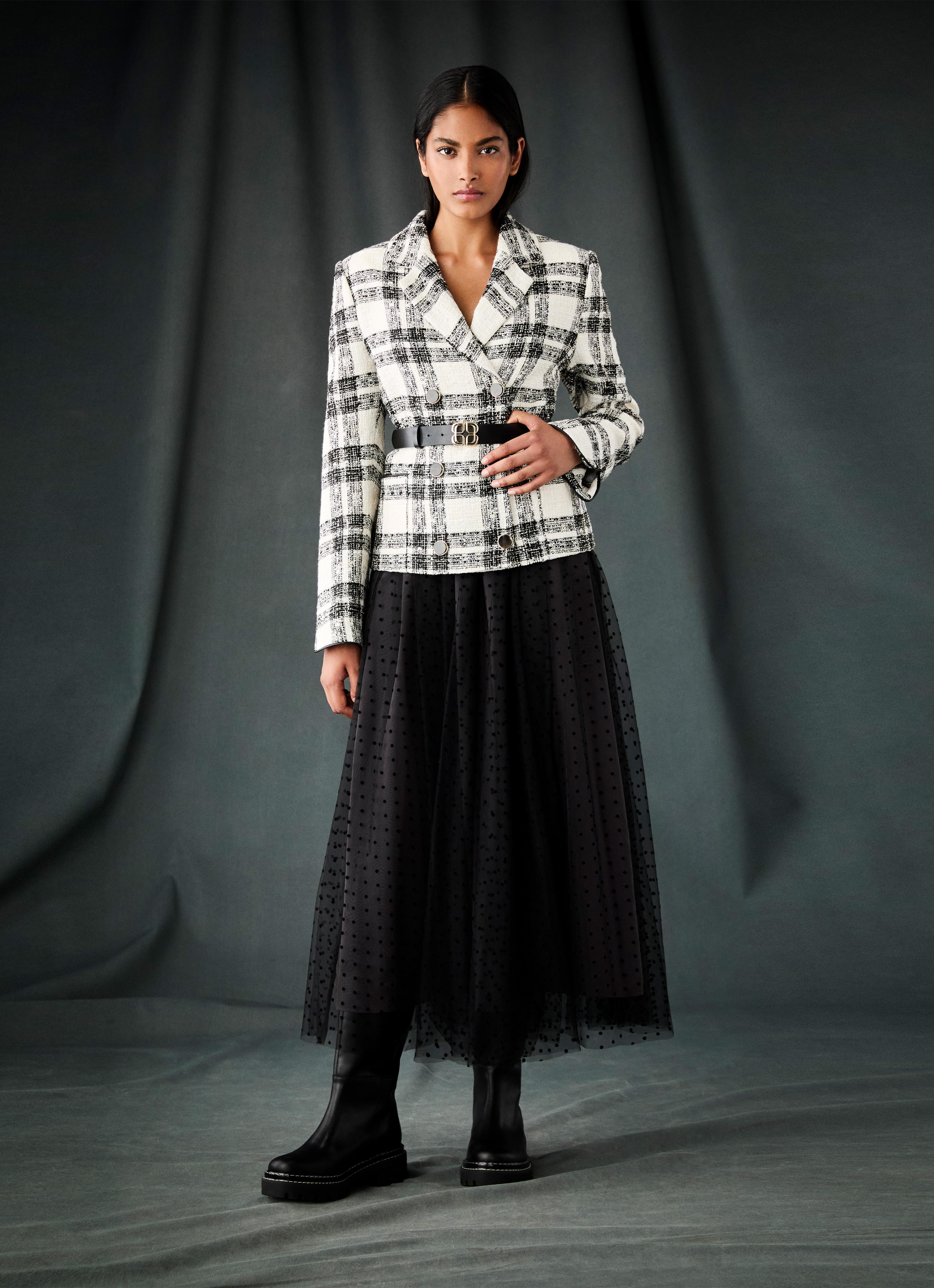 Odette Black Flock Spot Mesh Full Skirt