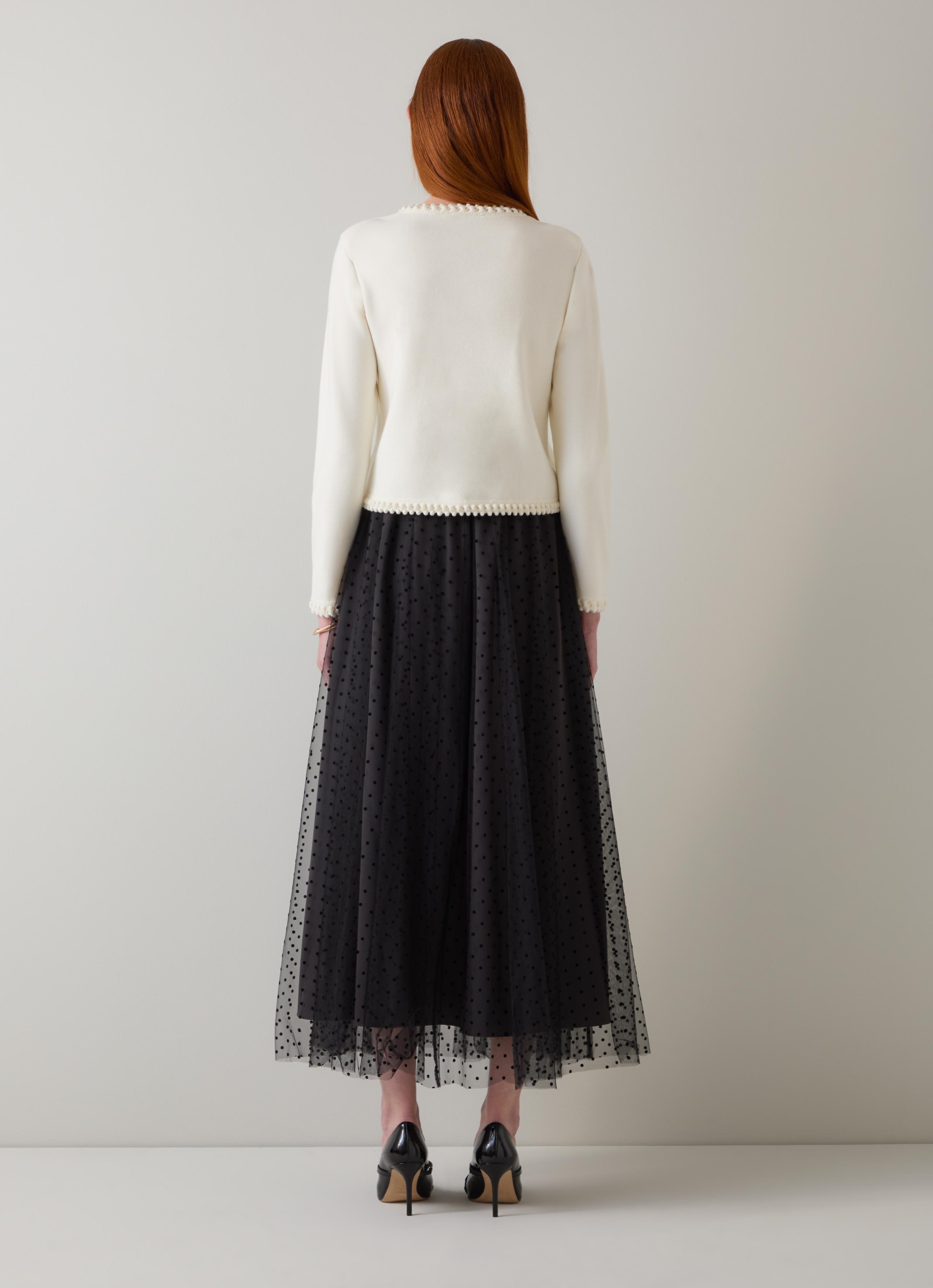 Odette Black Flock Spot Mesh Full Skirt | Clothing | Collections