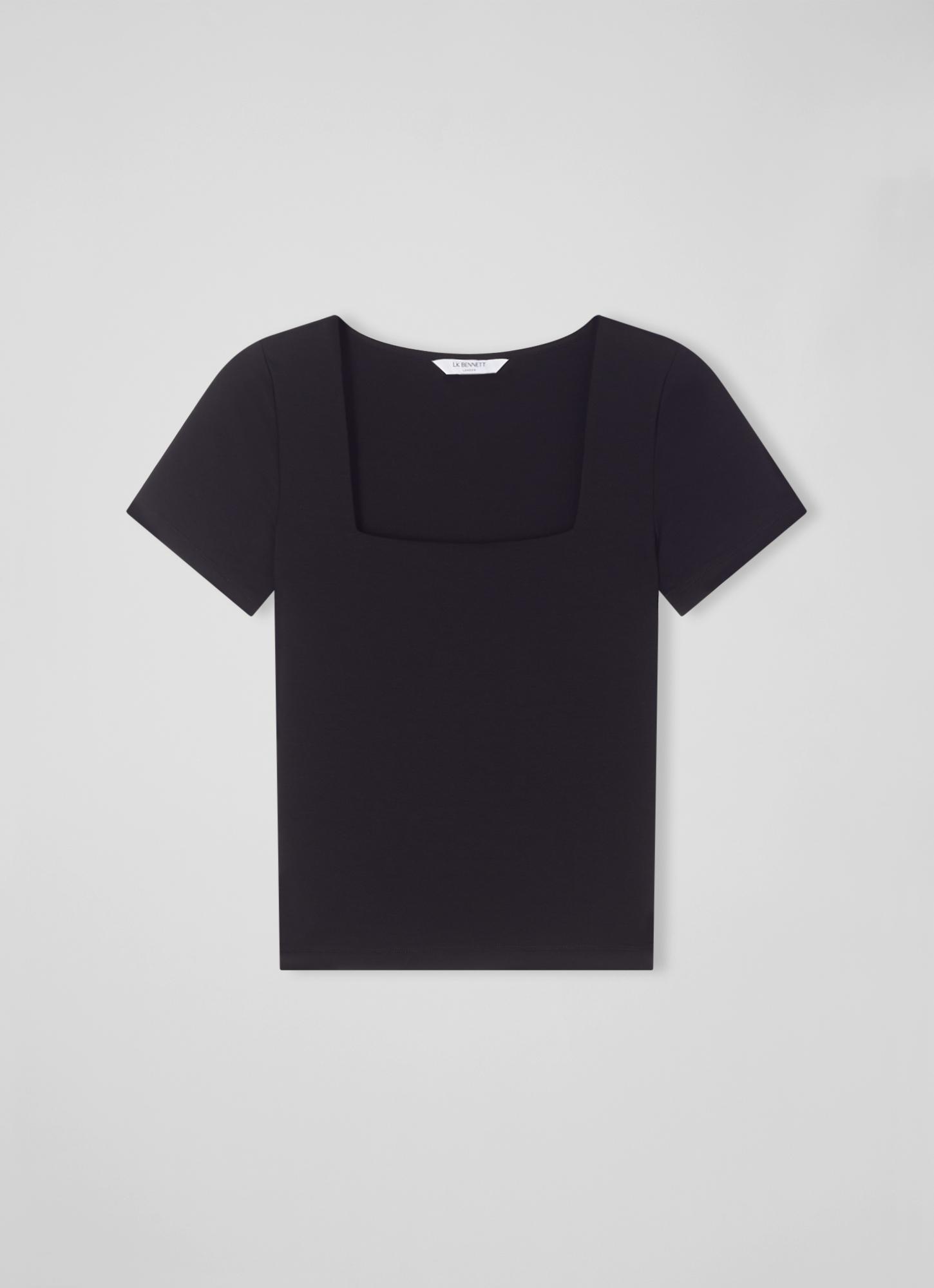 Tasha Black Jersey Square Neck Top | Clothing | Collections | L.K.