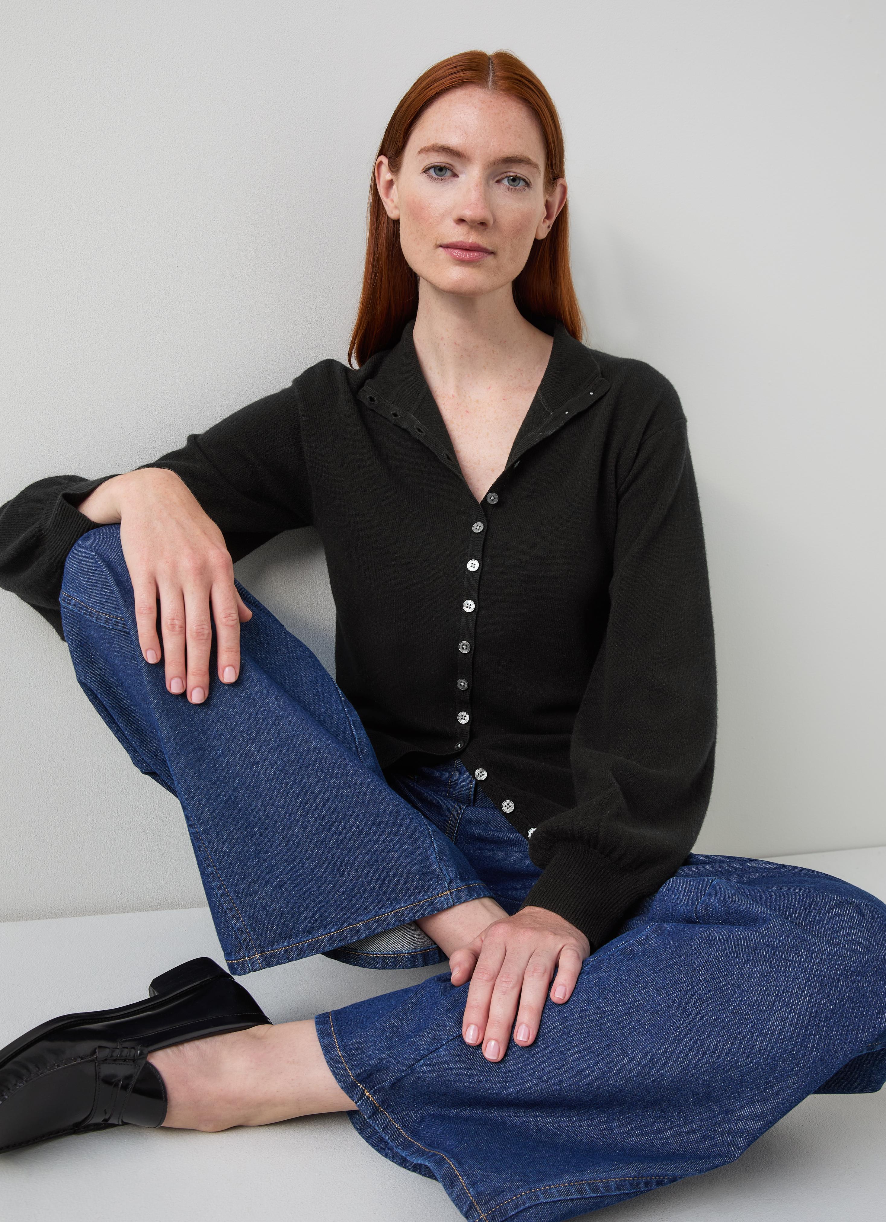 Alice Black Wool Button Up Sweater | Clothing | Collections | L.K.