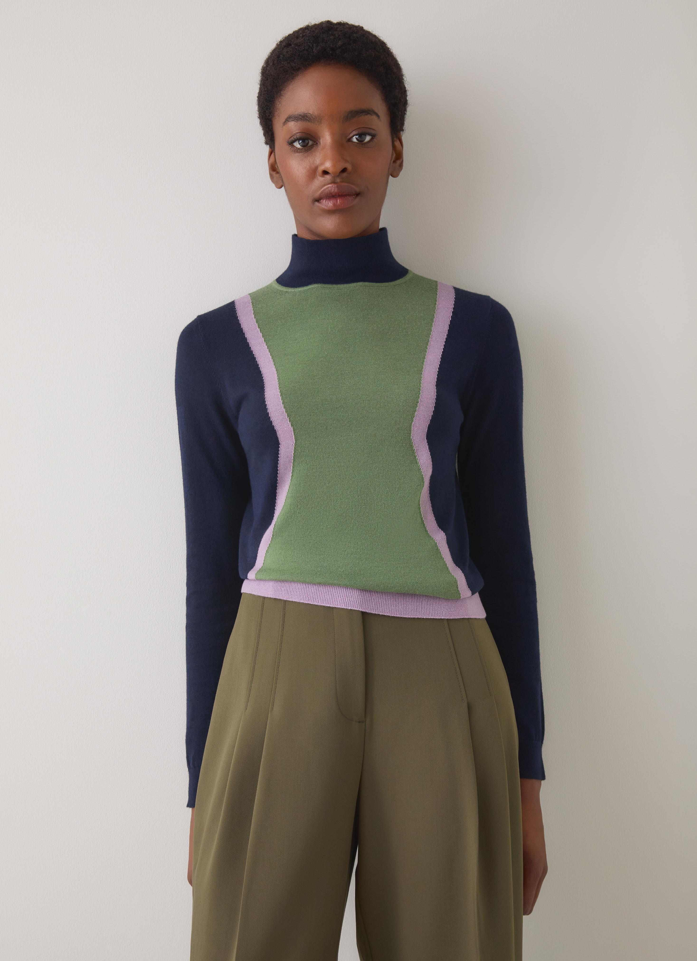 Natalia Black Wool Colourblock Jumper