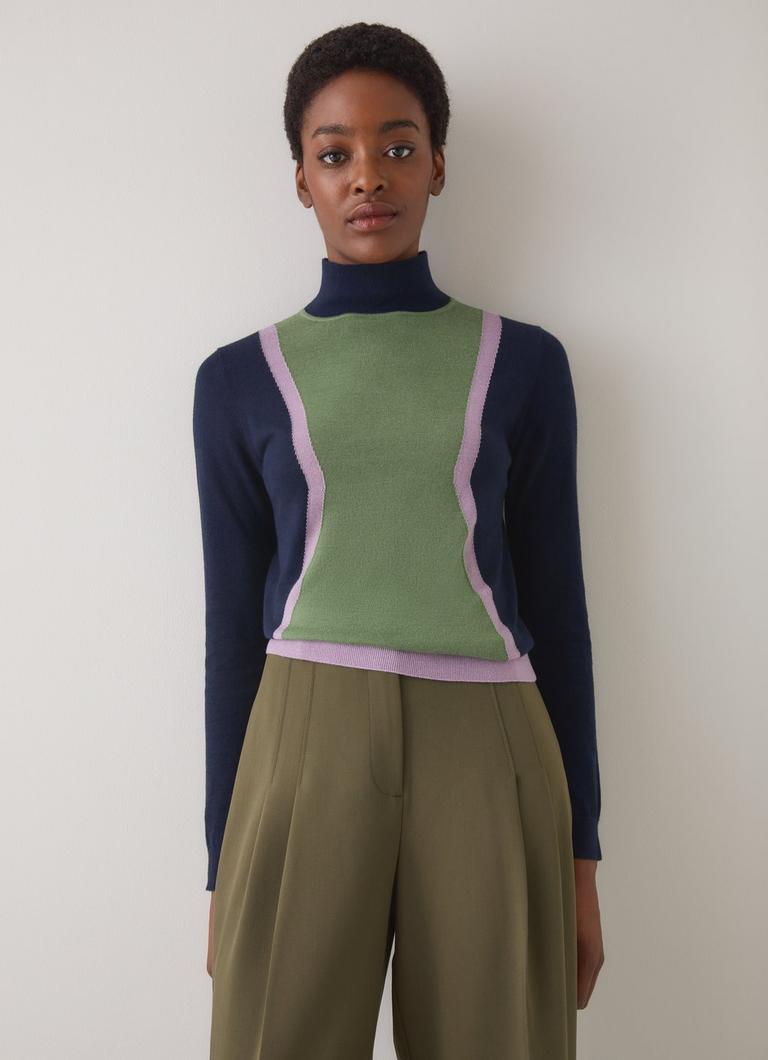 Natalia Black Wool Colourblock Jumper