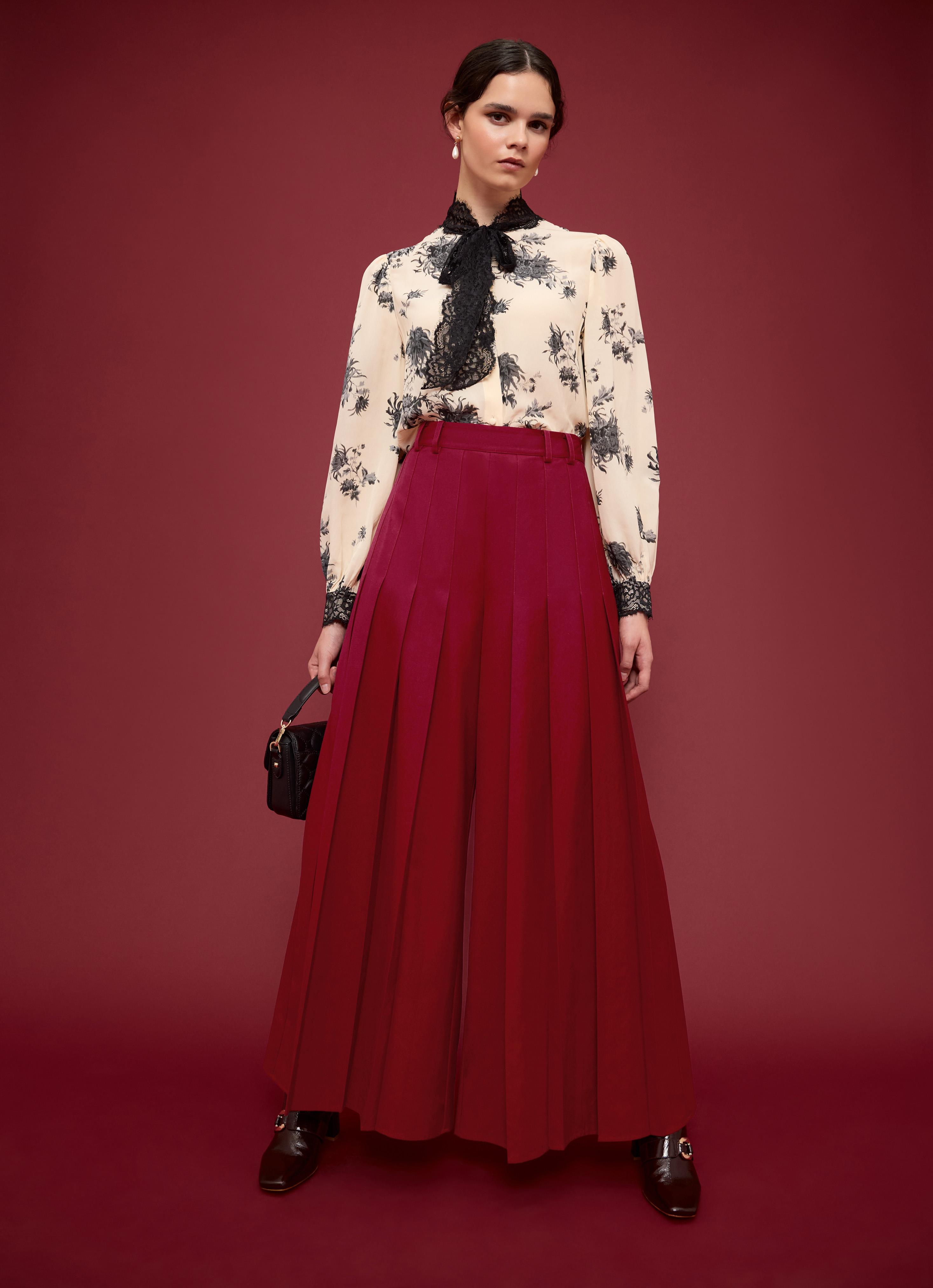 Colette Rio Red Pleated Design Maxi Trouser