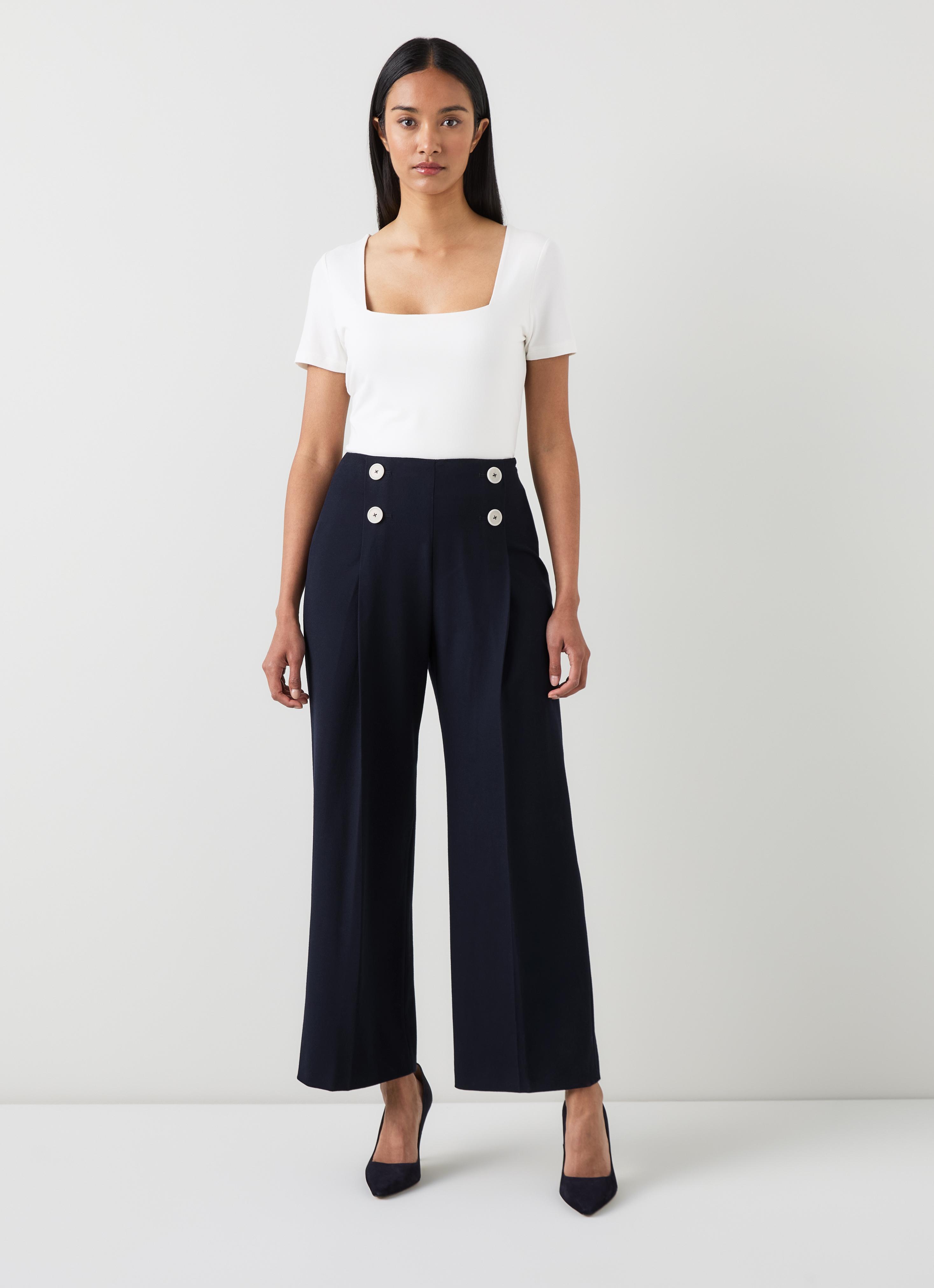 Parker Spring Navy Recycled Crepe Wide-Leg Trousers