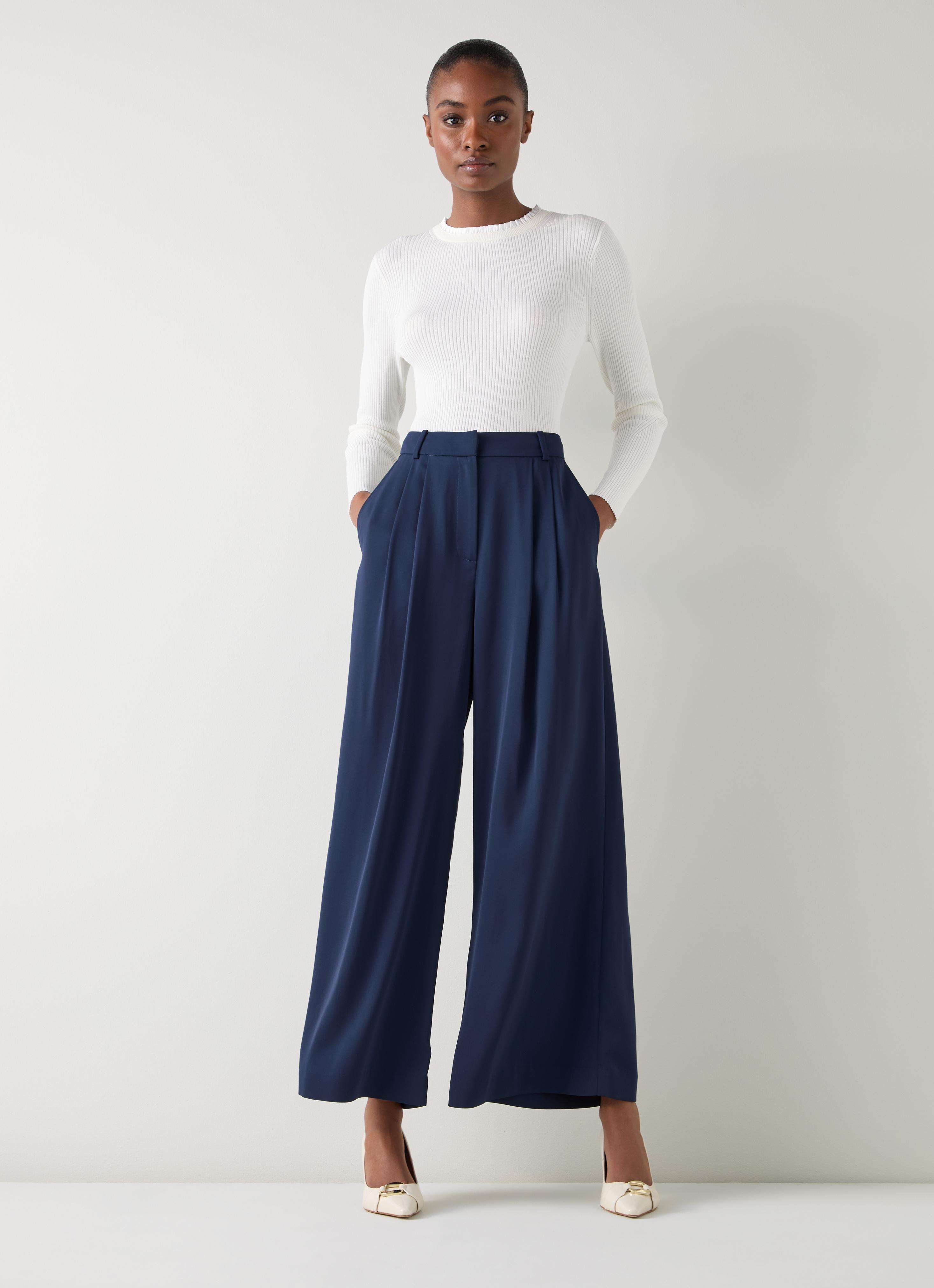 Sykes Midnight Wide Leg Pleat Trouser