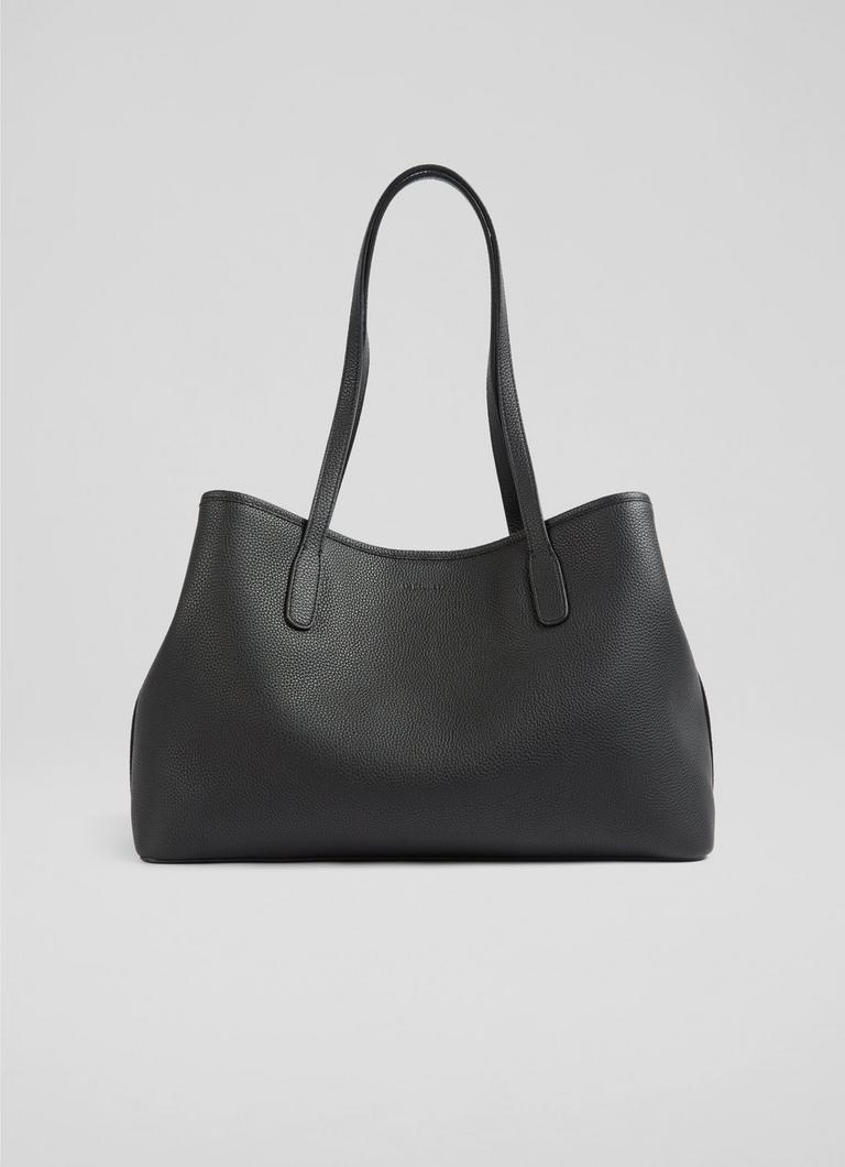 Lili Black Grained Leather Tote Bag