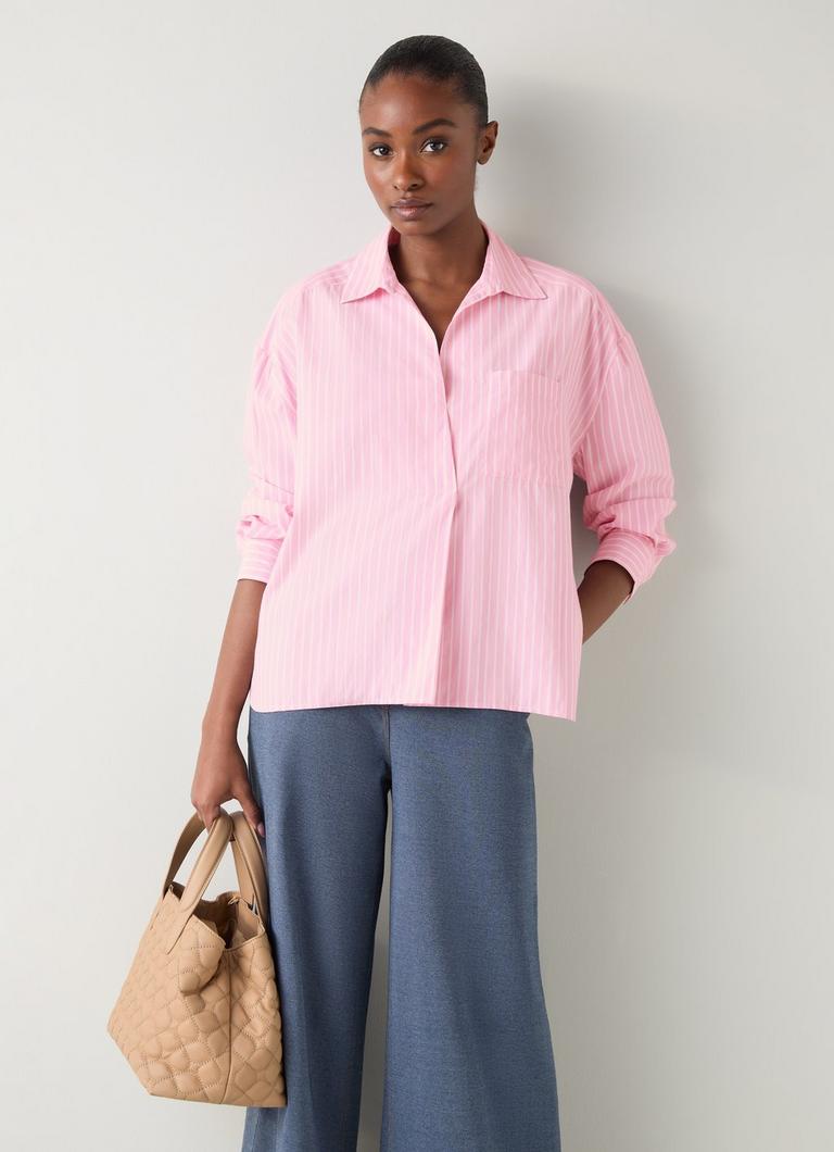 Finch Pink Stripe Cotton Relaxed Shirt