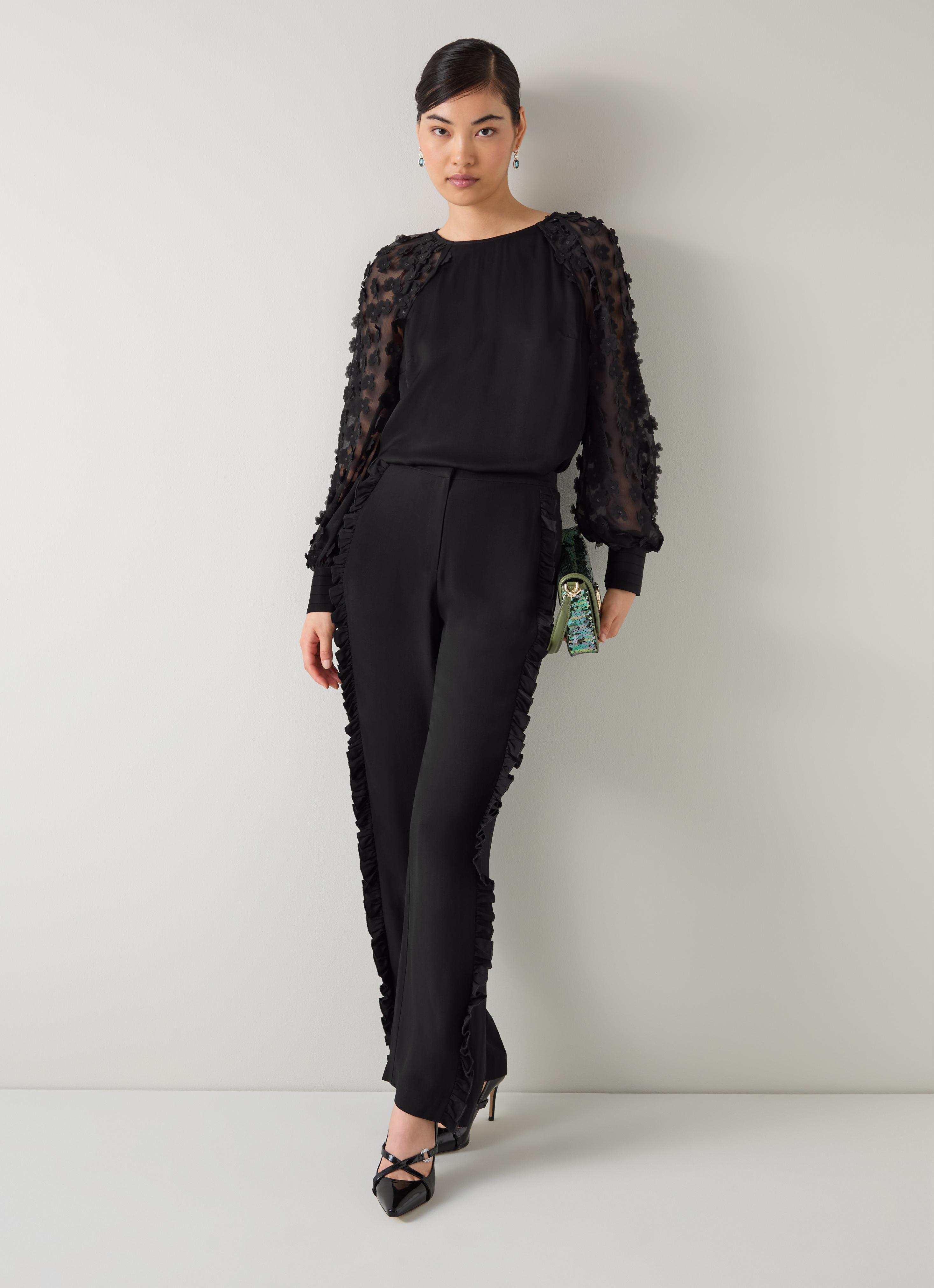 Gisella Black 3D Flower Chiffon Blouse | Clothing | Collections