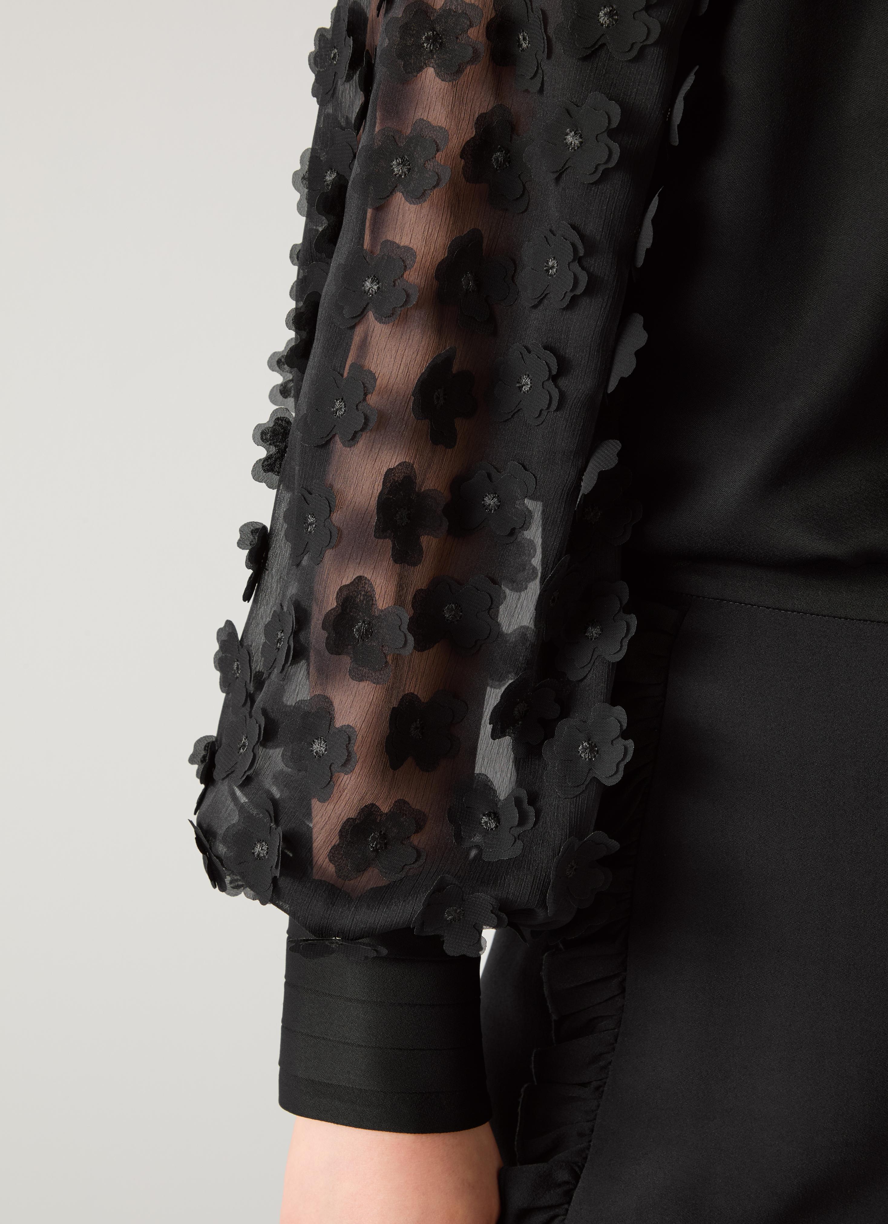 Gisella Black 3D Flower Chiffon Blouse | Clothing | Collections