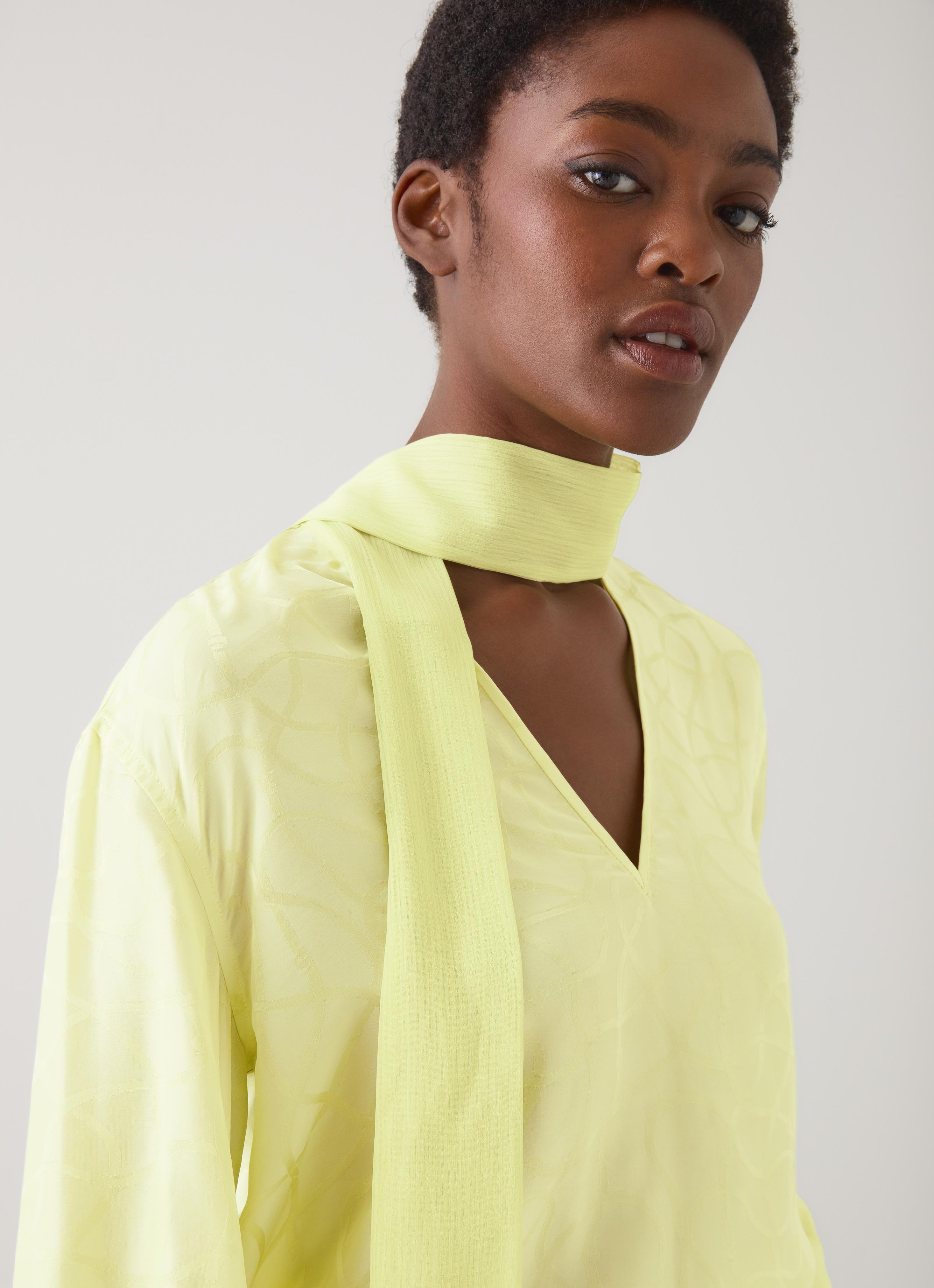 Maggie Green Jacquard Print Silk Blend Blouse | Clothing
