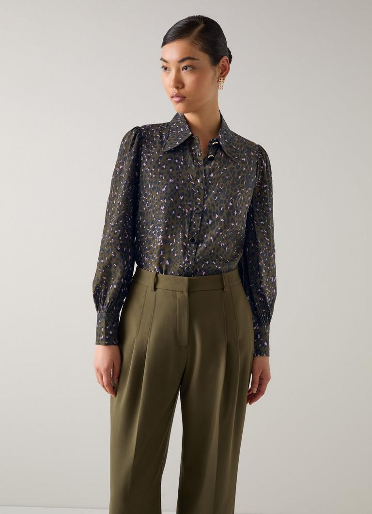 Sonya Green Multi Animal Print Silk Blouse