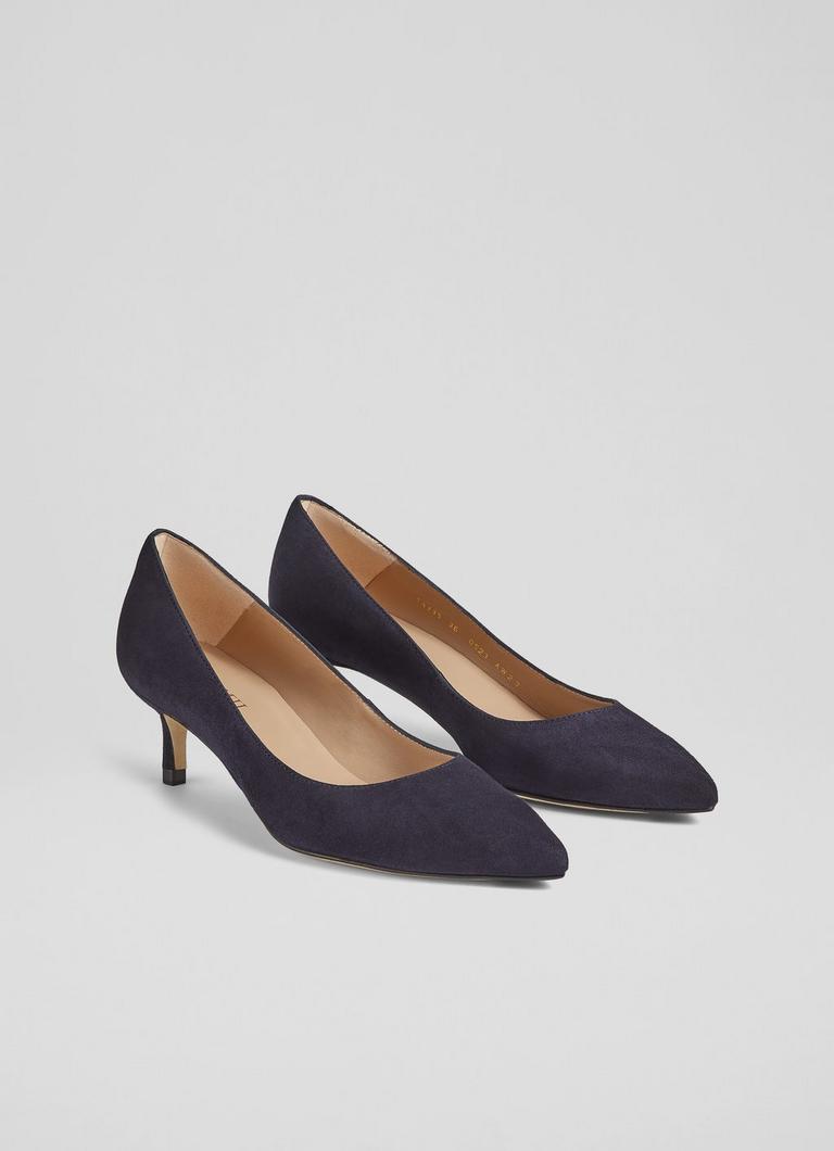 Dark navy kitten heel shoes hot sale