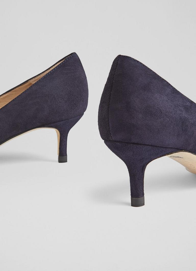 Dark navy kitten heel top shoes