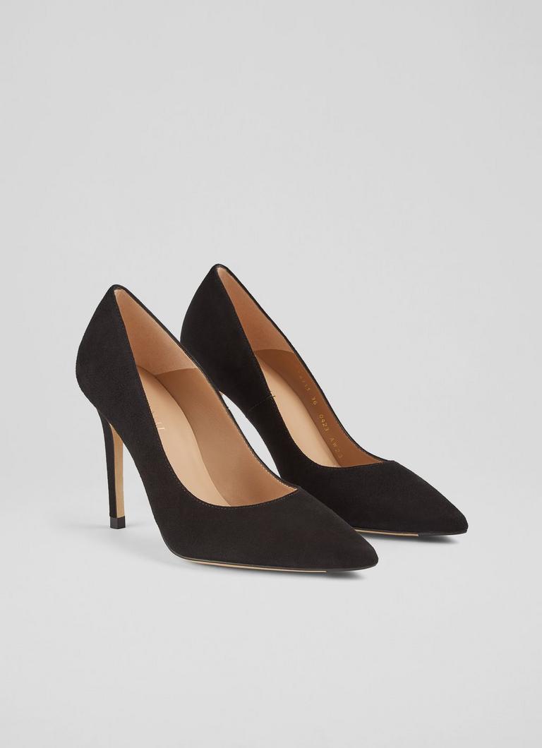 Fern Black Suede Pointed Toe Courts Shoes L.K.Bennett