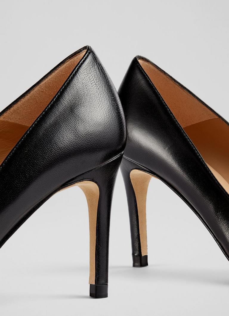 Floret Black Leather Pointed Toe Courts Shoes L.K.Bennett