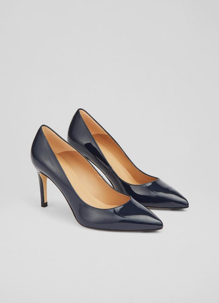 Floret Navy Patent Leather Pointed Toe Courts